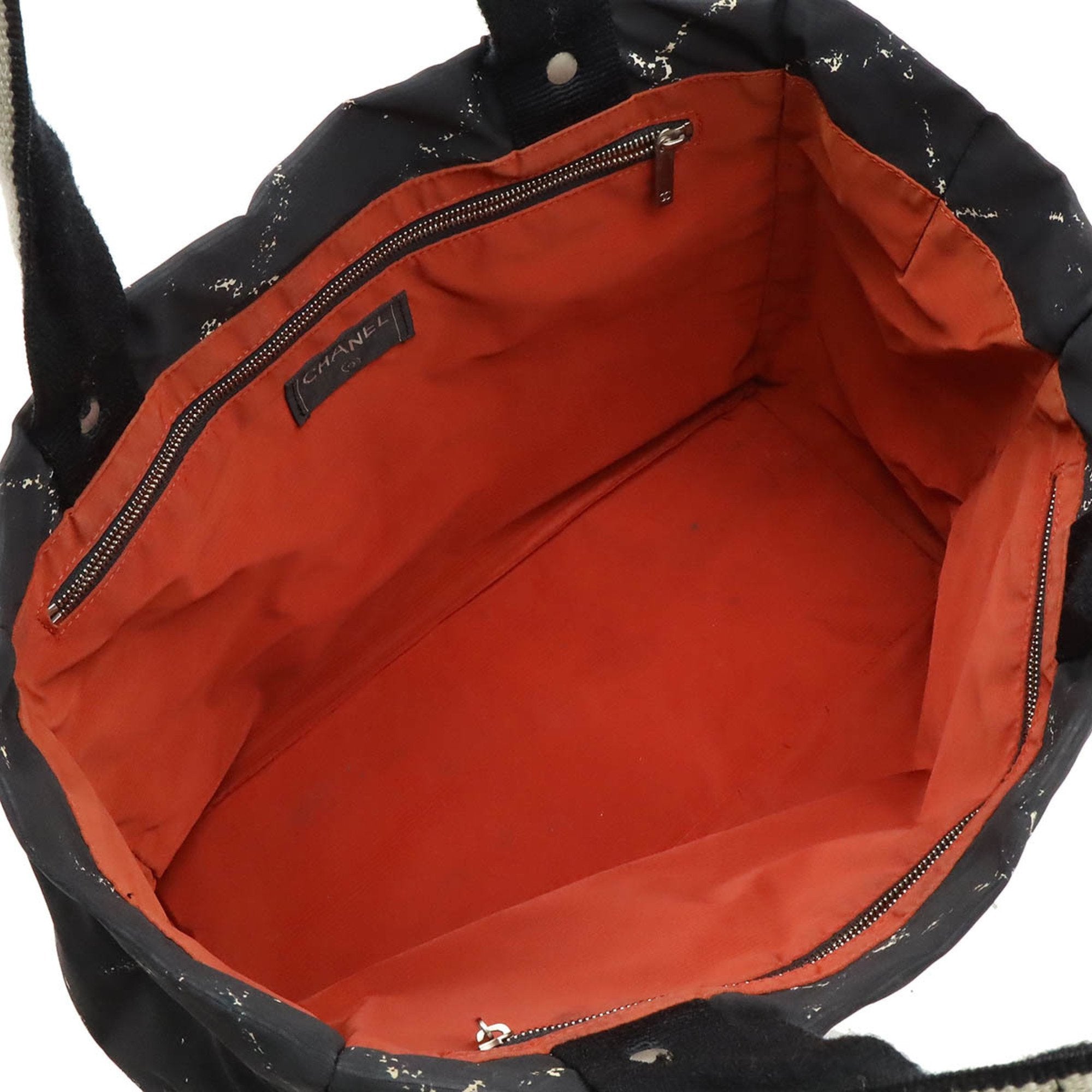 Chanel Travel Line Black Red Color Nylon Handbag Shoulder Bag Tote Bag (Pre-Owned)