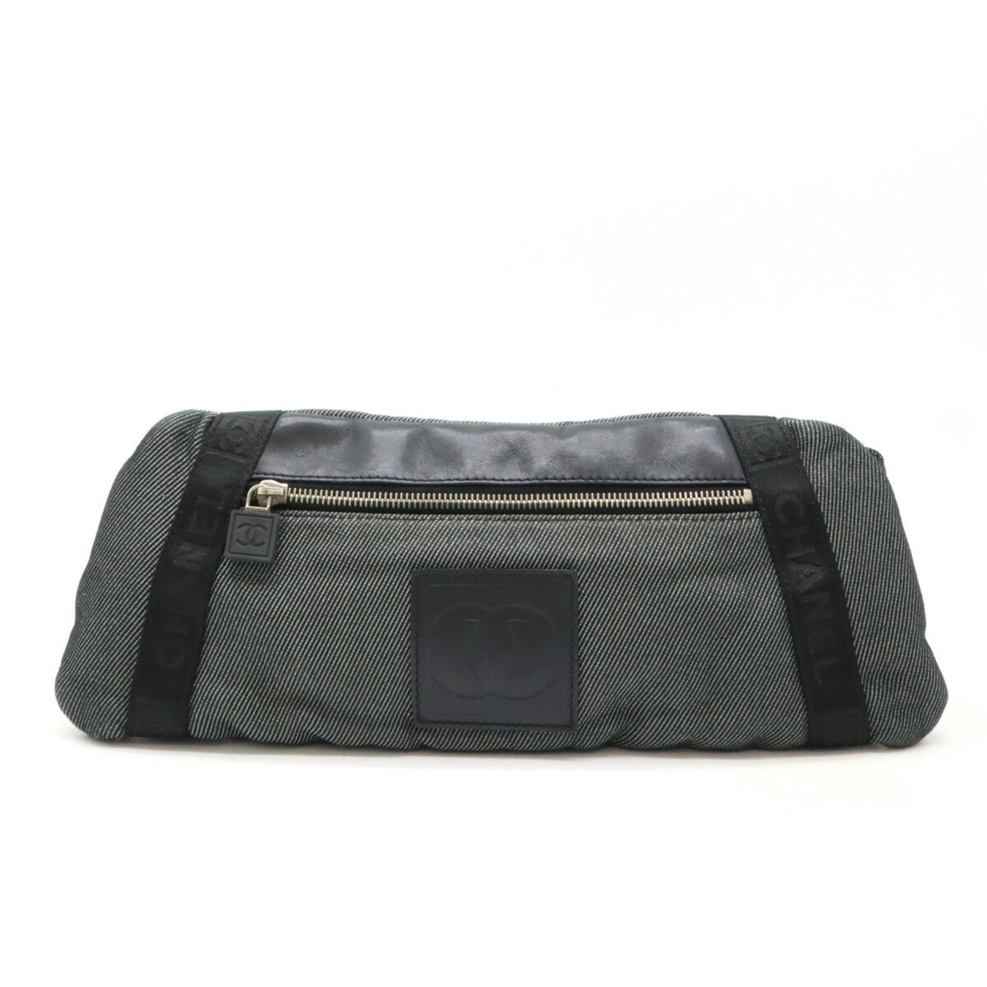 Chanel Black Jacquard Leather Pouch Sling Bag (Pre-Owned)