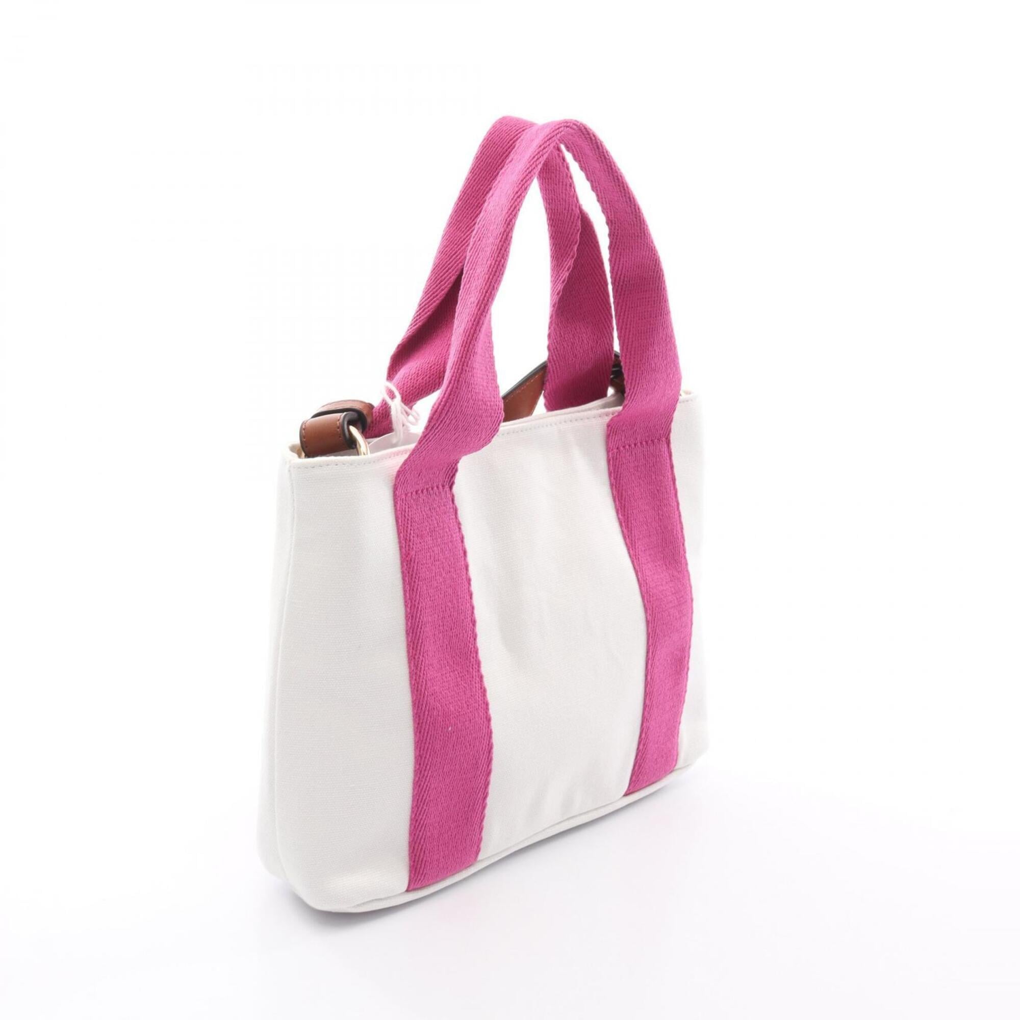Chloé Pink White Canvas Handbag (Pre-Owned)