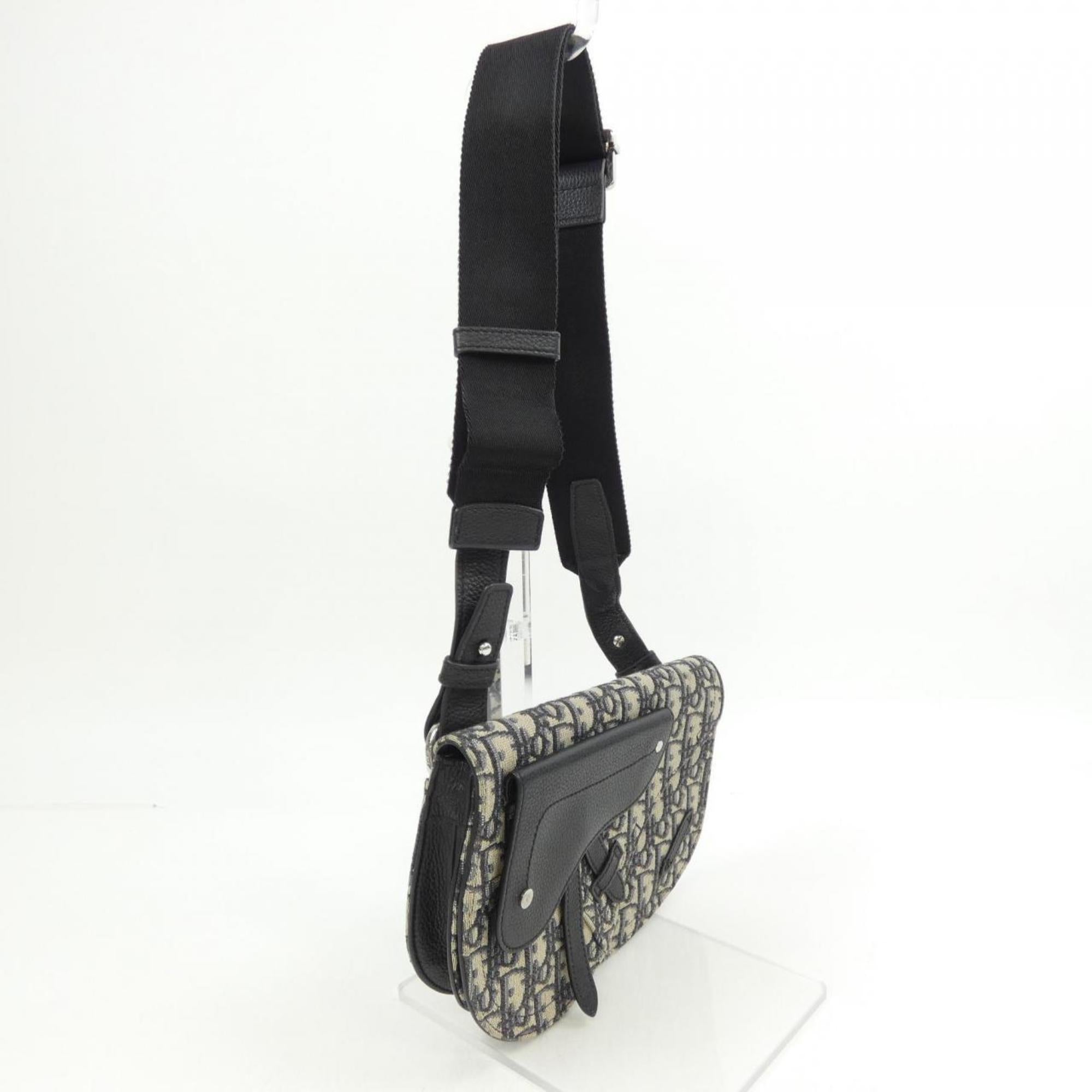 Christian Dior Beige Black Gray Jacquard Handbag Messenger Bag (Pre-Owned)