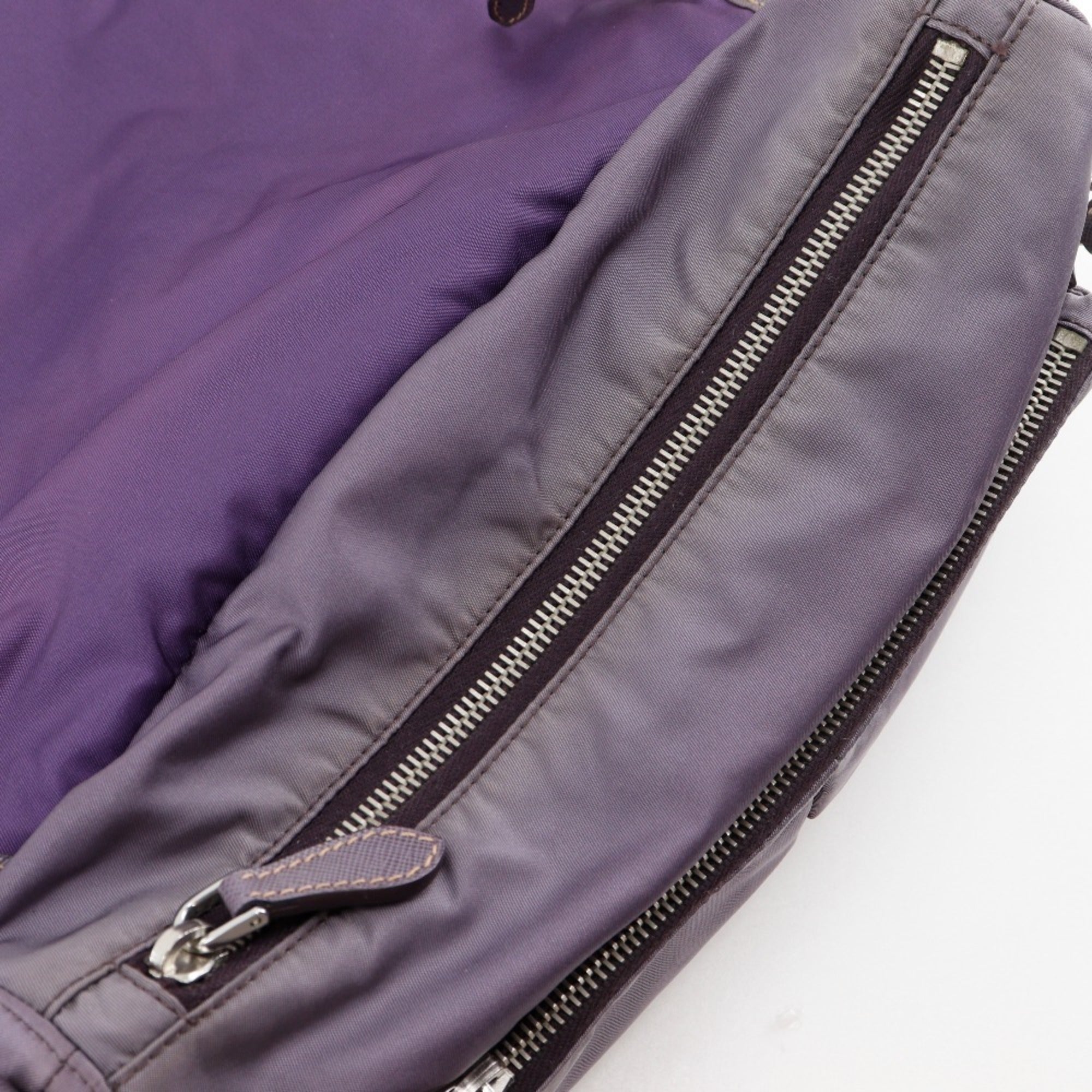 Prada Purple Nylon Leather Shoulder Bag (Pre-Owned)