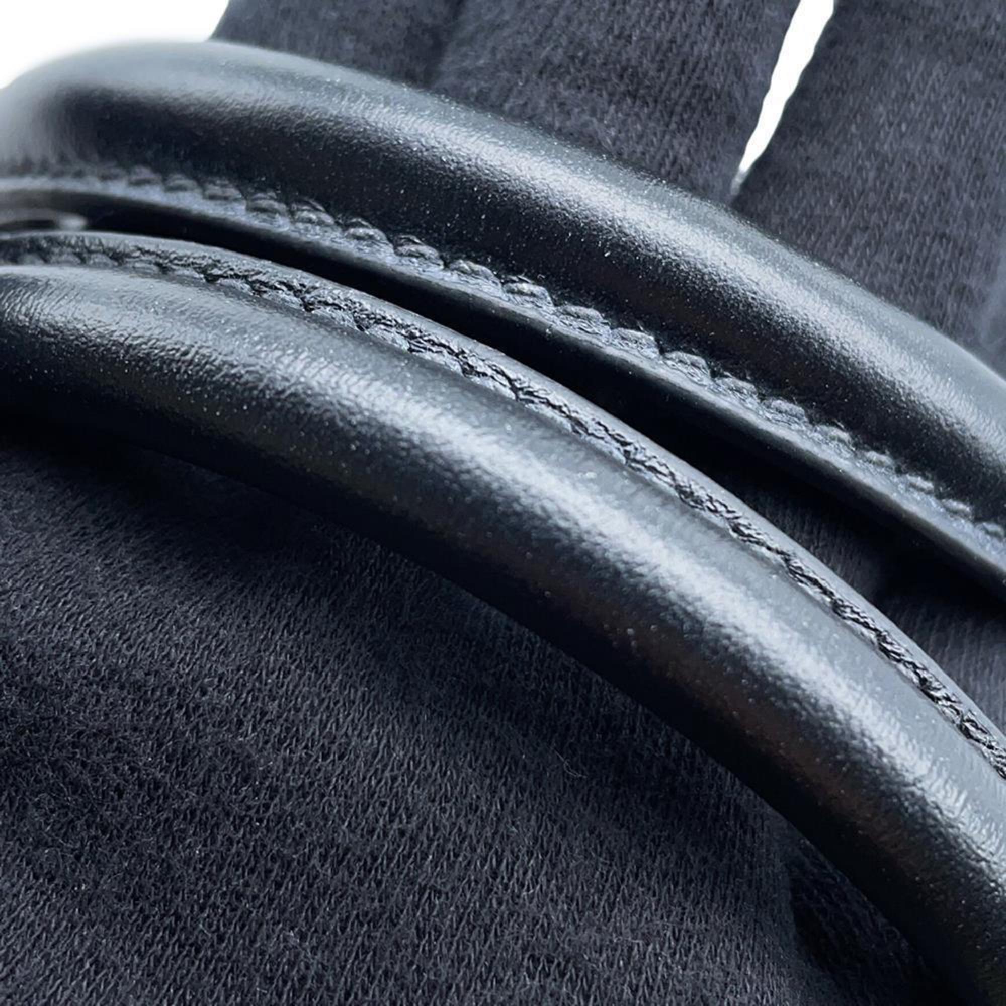 Prada Black Leather Shoulder Bag Tote Bag (Pre-Owned)