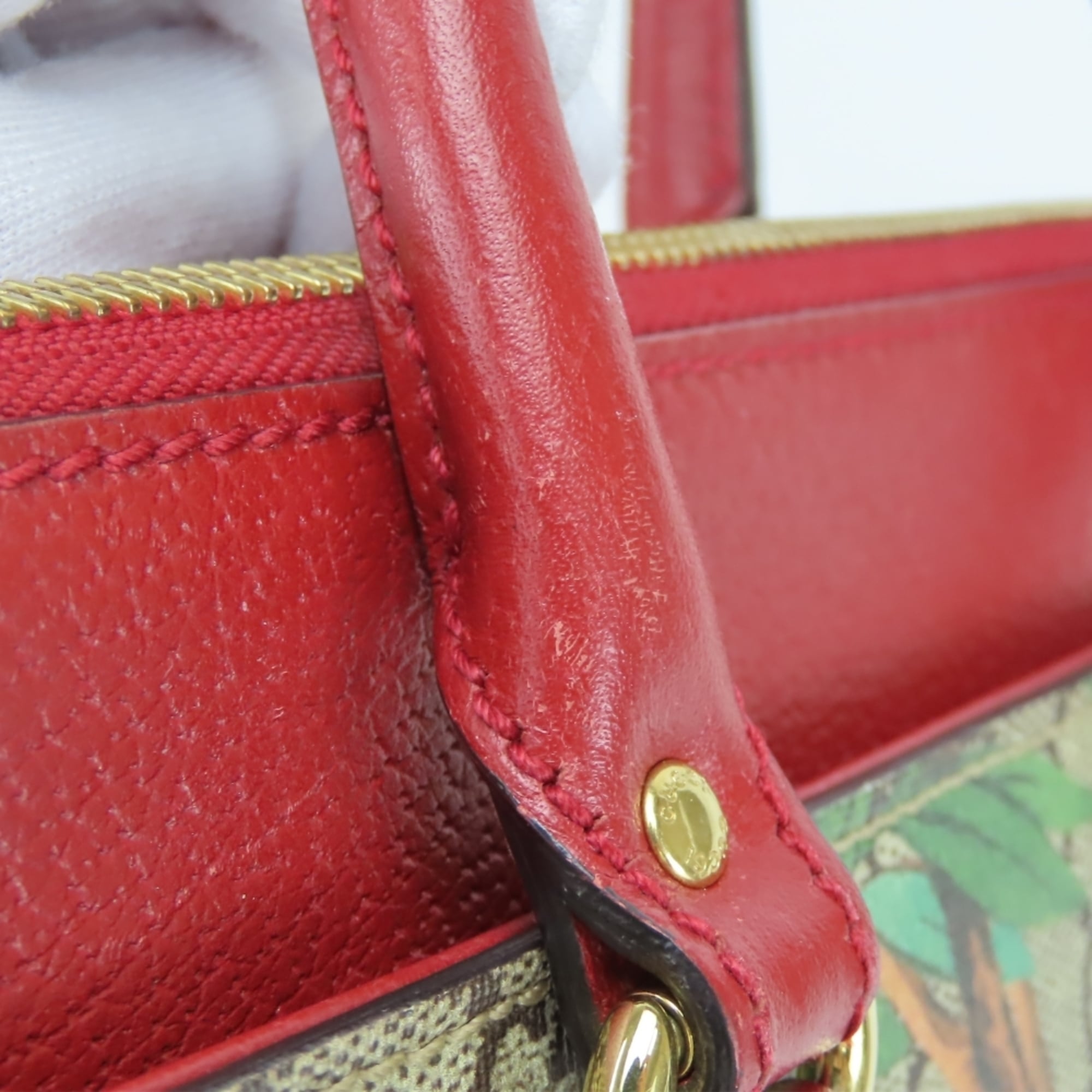 Gucci Beige Multi-Color Red Color Gg Supreme Canvas Handbag Shoulder Bag (Pre-Owned)