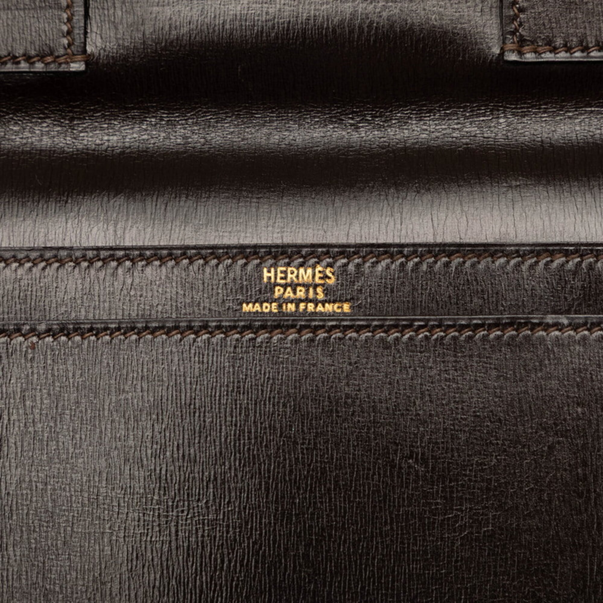 Hermes Dark Brown Box Calf Leather Long Wallet (Bi-Fold) (Pre-Owned)