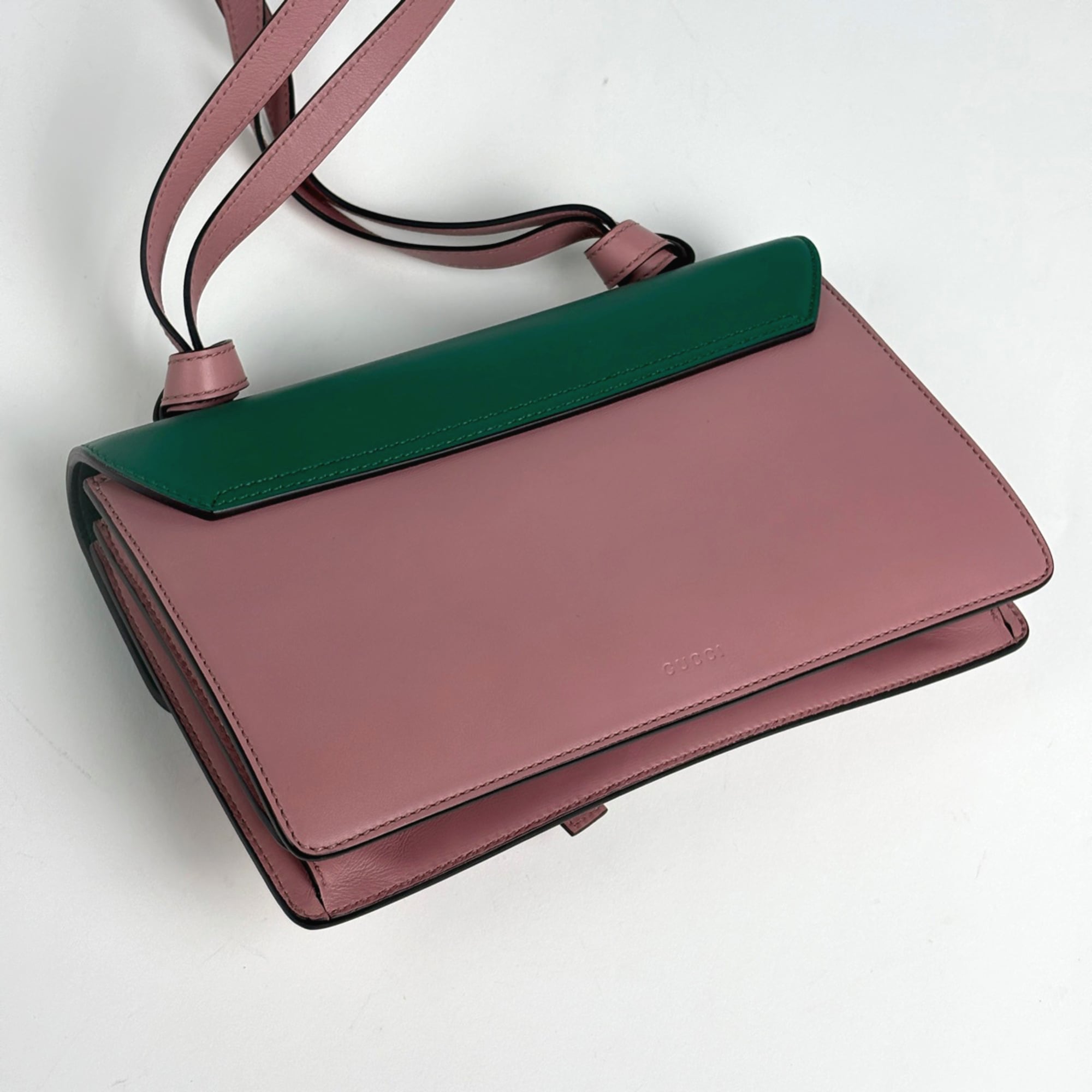 Gucci Animalier Green Pink Leather Shoulder Bag (Pre-Owned)