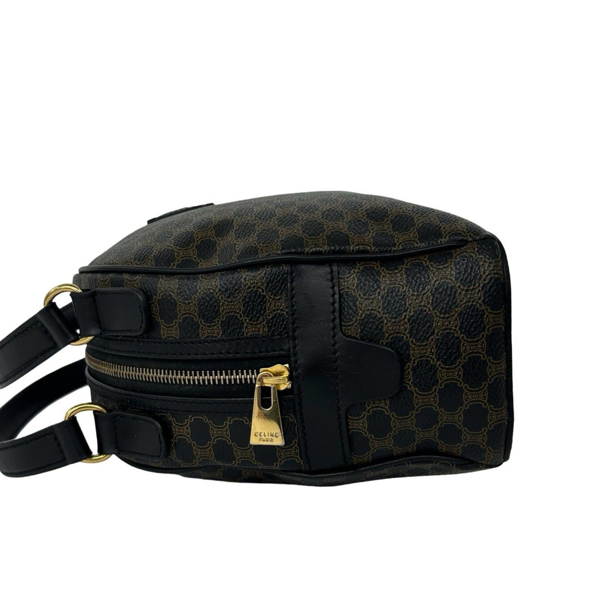Celine Black Brown Leather Pvc Boston Bag Handbag (Pre-Owned)