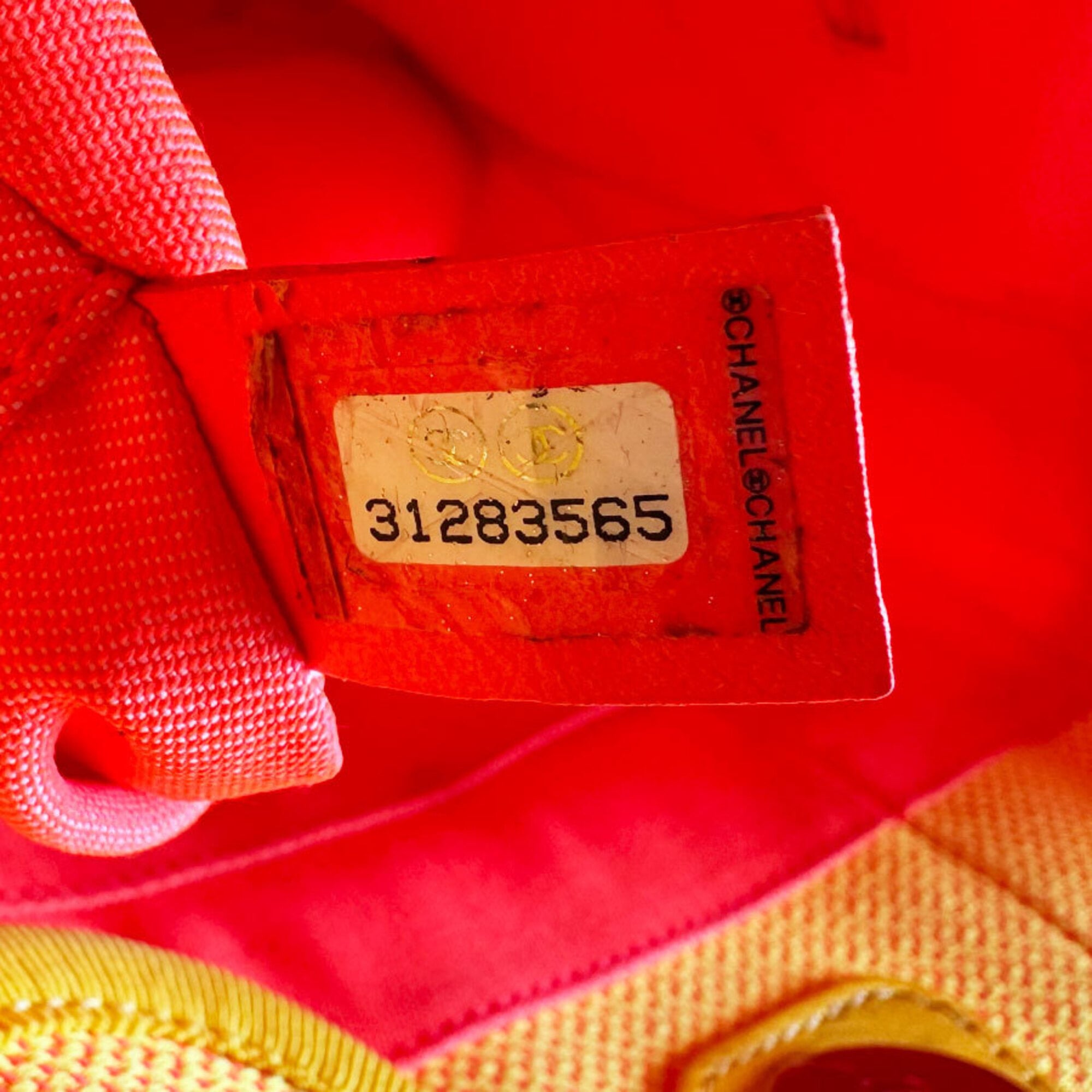 Chanel Pink Yellow Canvas Handbag (Pre-Owned)