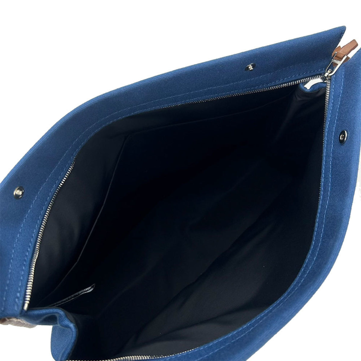 Hermes Brown Navy Canvas Leather Clutch Bag (Pre-Owned)