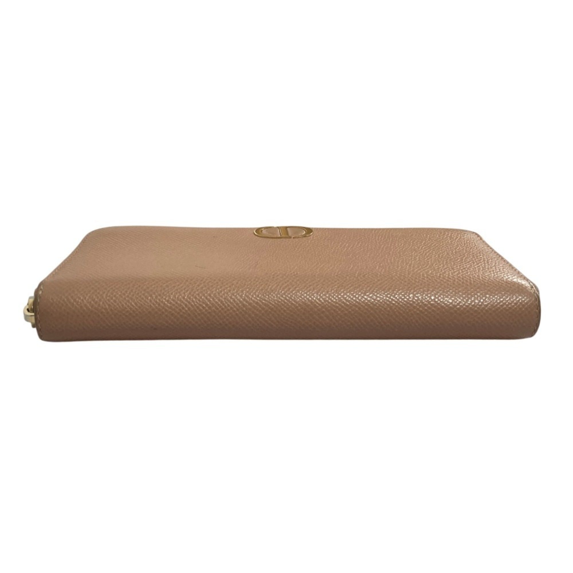 Christian Dior Beige Leather Long Wallet (Bi-Fold) (Pre-Owned)