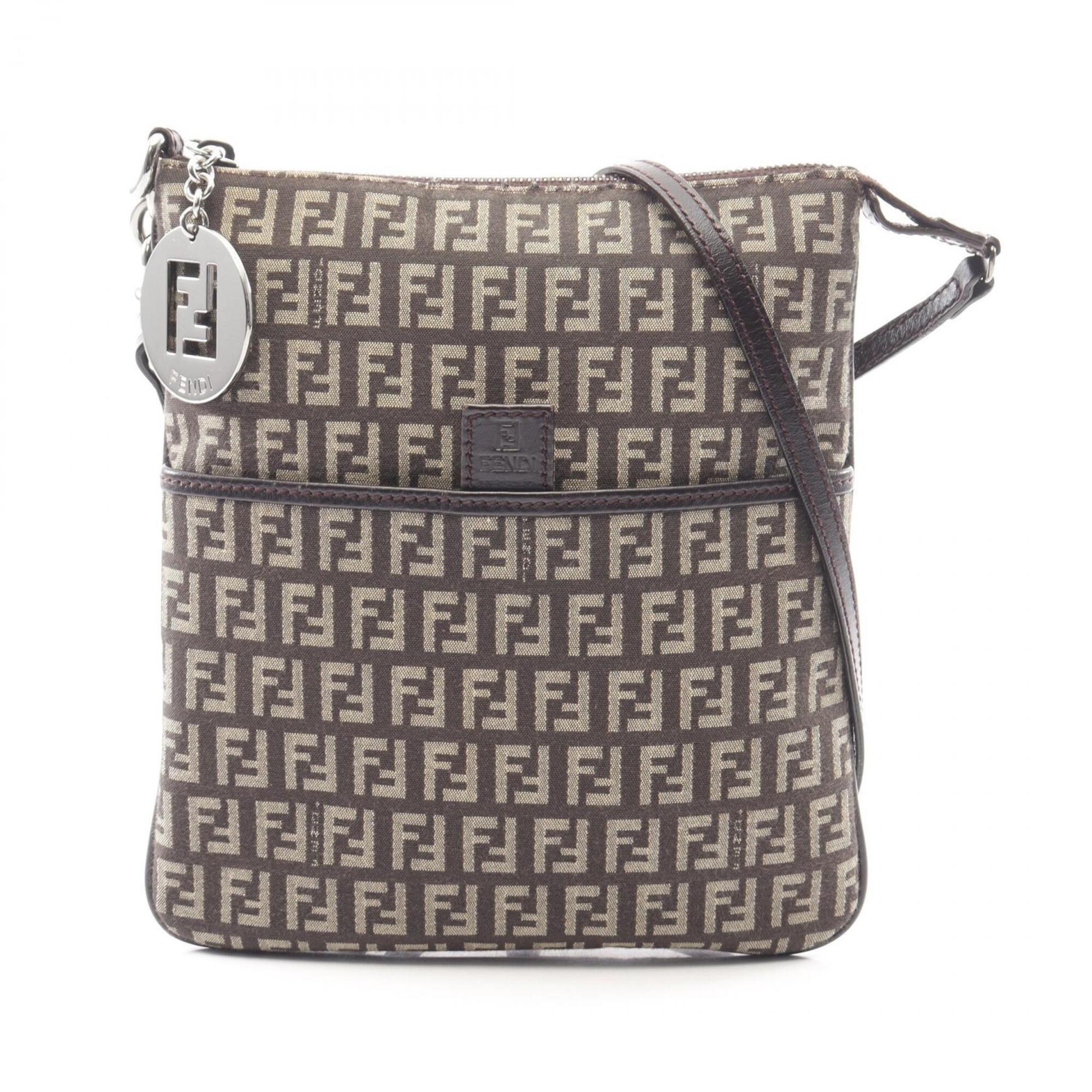 Fendi Brown Canvas Leather Shoulder Bag (Pre-Owned)