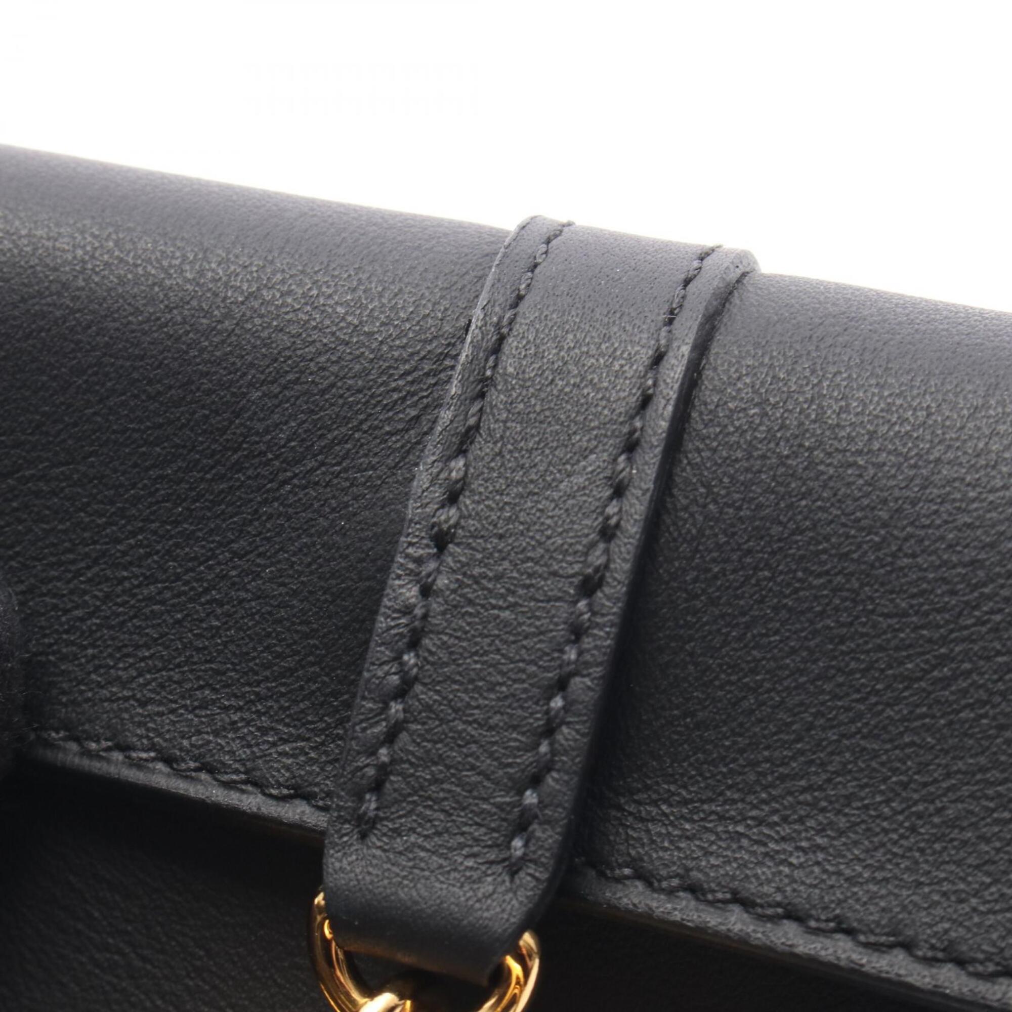 Hermes Black Swift Leather Leather Coin Purse/Coin Case (Pre-Owned)