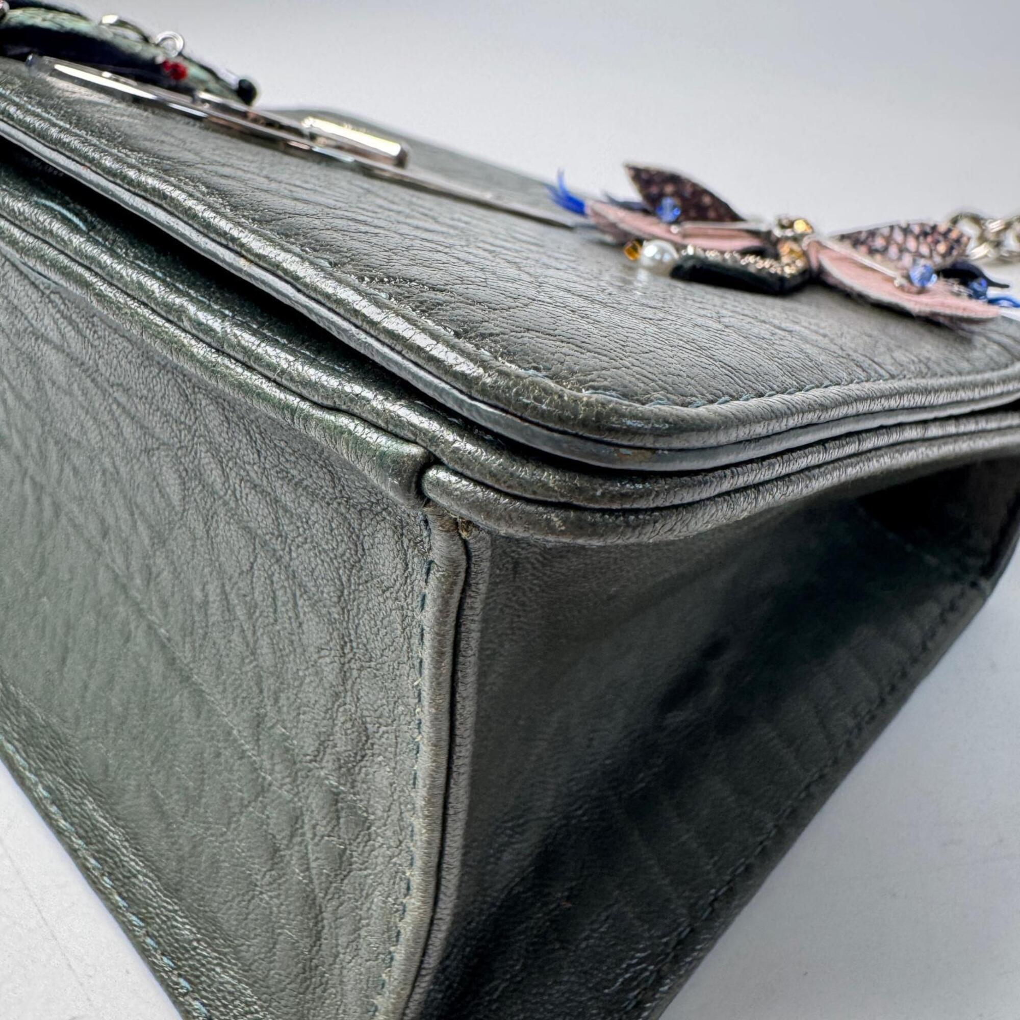 Christian Dior Dark Green Leather Shoulder Bag (Pre-Owned)
