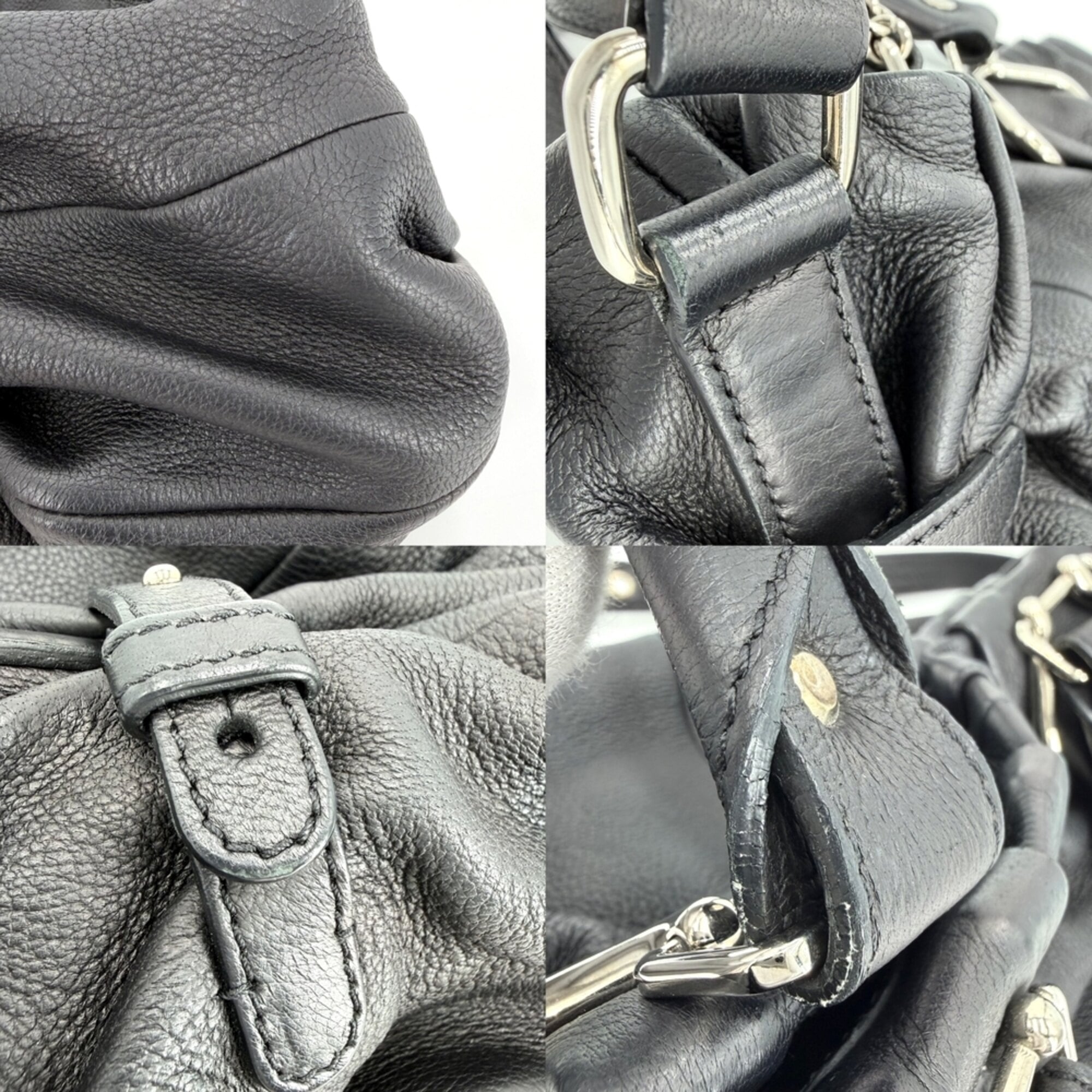 Celine Black White Leather Shoulder Bag (Pre-Owned)