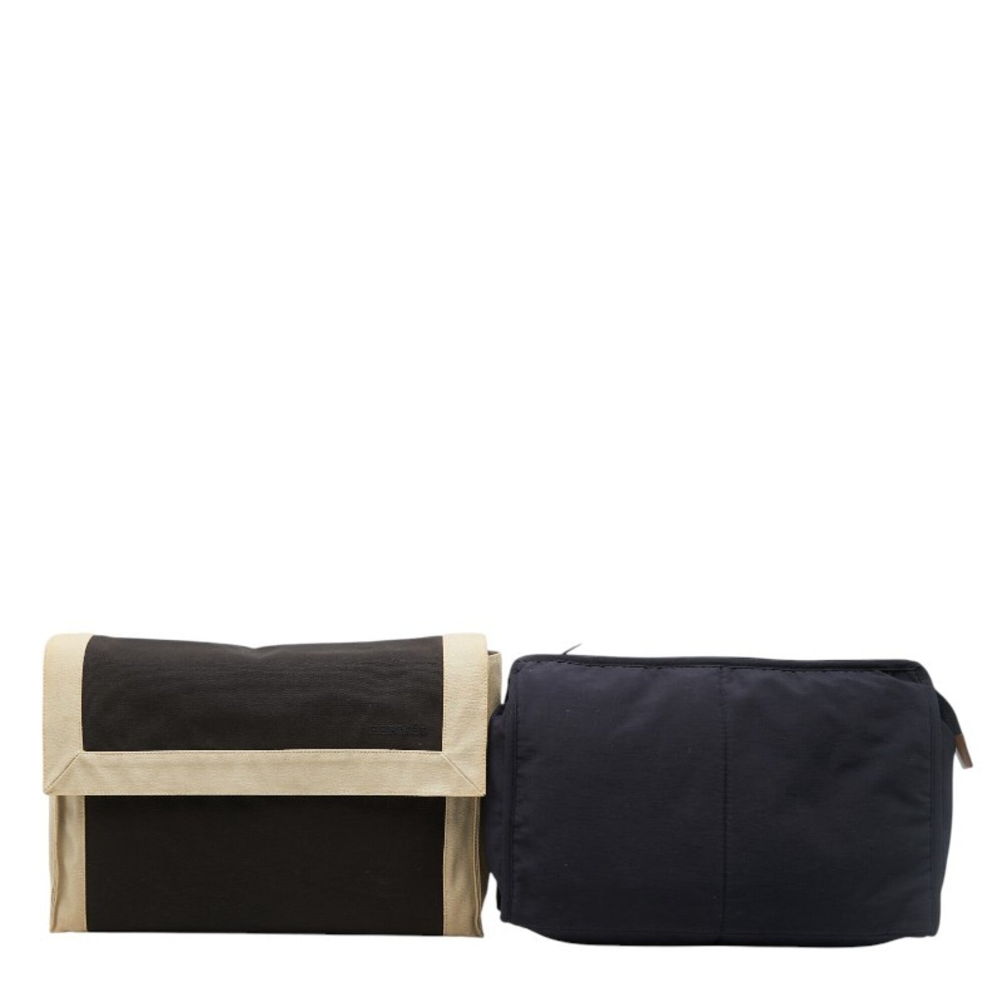Hermes Beige Black Cotton Clutch Bag (Pre-Owned)