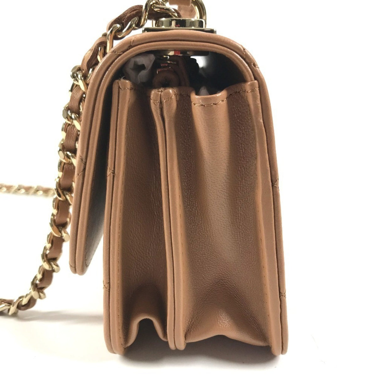 Chanel Light Brown Leather Handbag Shoulder Bag (Pre-Owned)