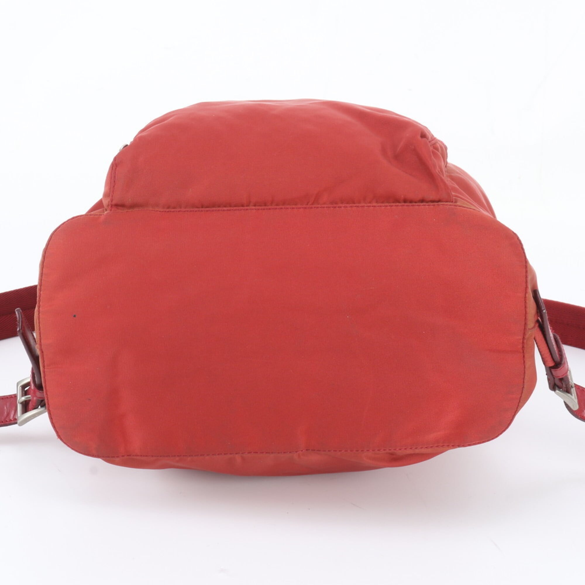 Prada Red Color Nylon Leather Backpack (Pre-Owned)