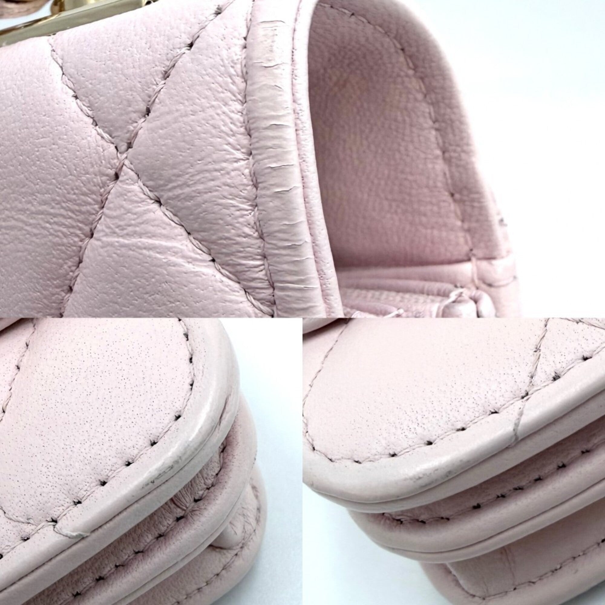 Chanel Pink Leather Chain/Shoulder Wallet (Pre-Owned)