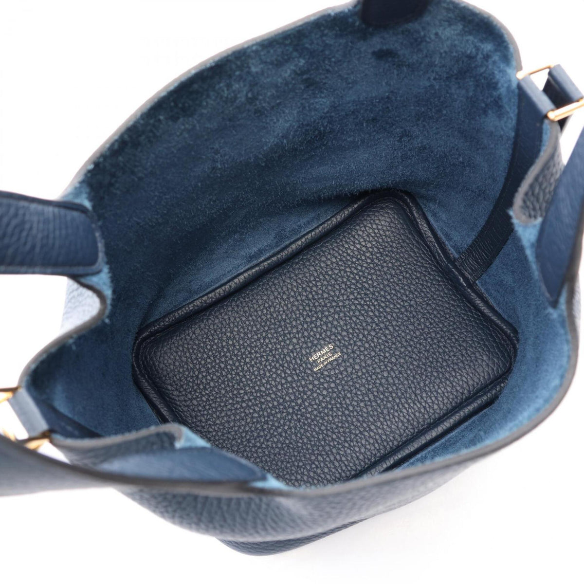 Hermes Navy Taurillon Clemence Leather Handbag (Pre-Owned)