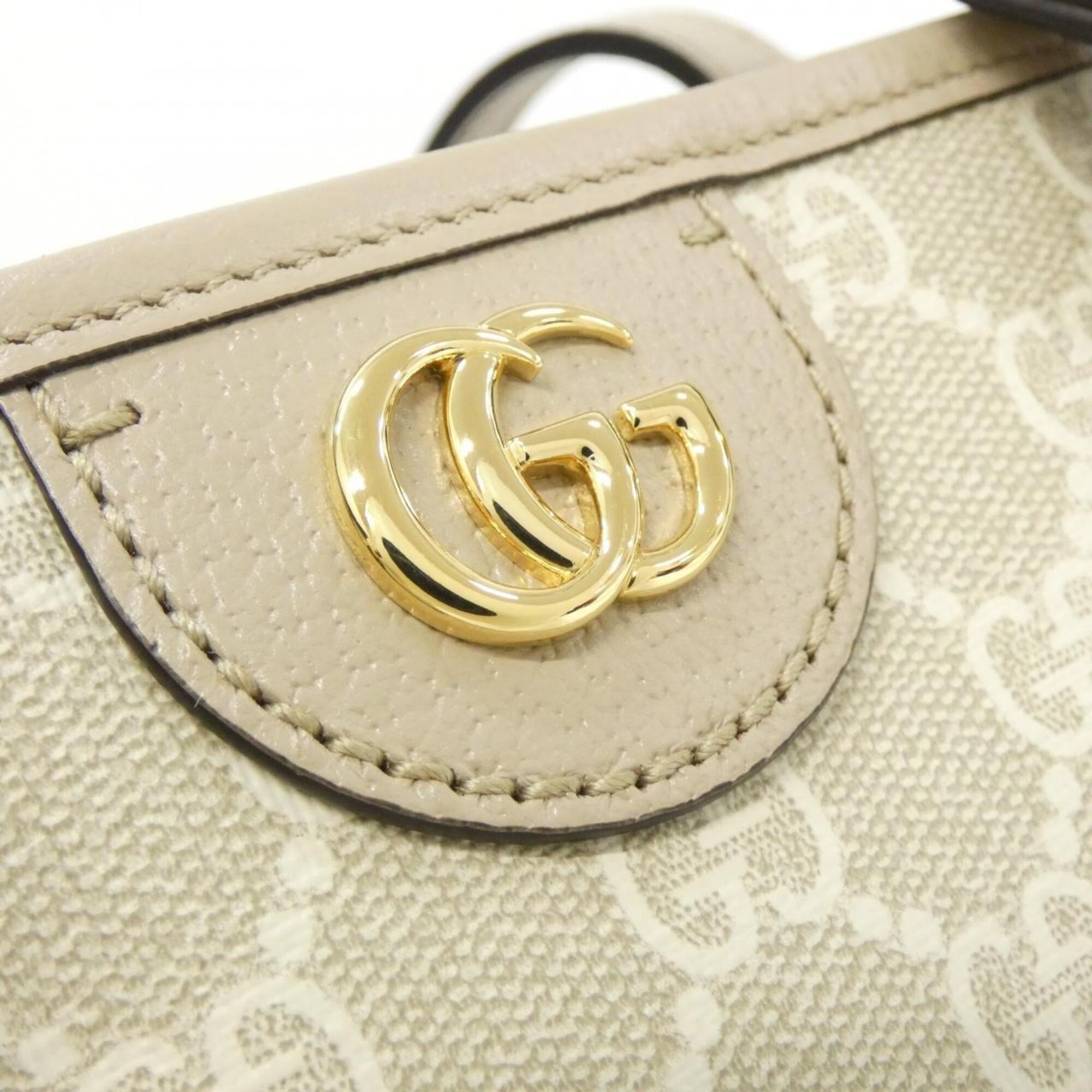 Gucci Beige White Gg Supreme Canvas Leather Handbag (Pre-Owned)