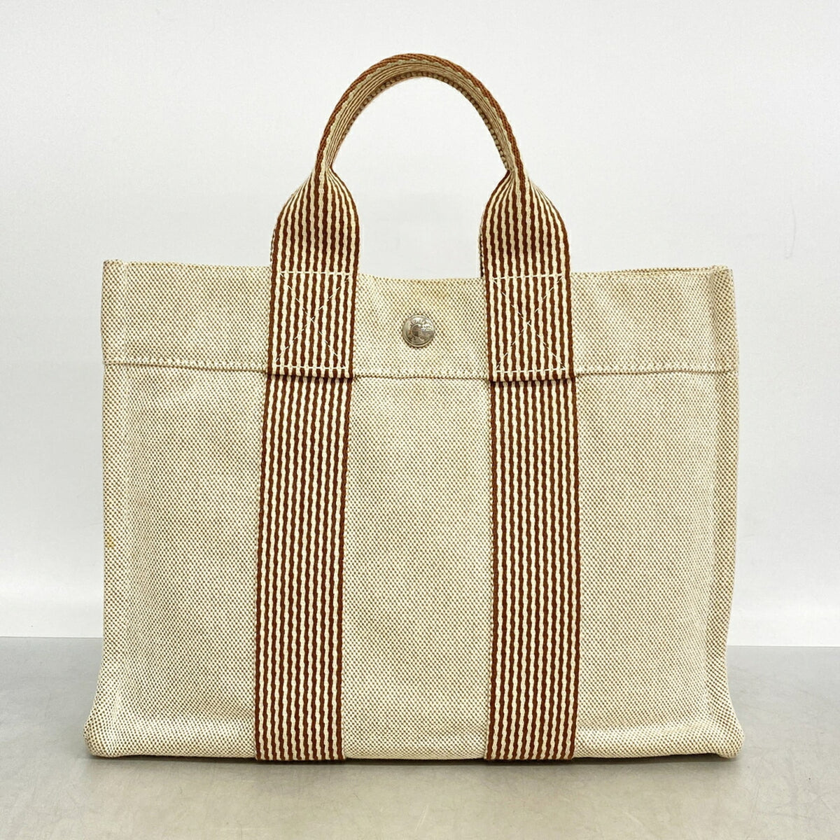Hermes Beige Canvas Tote Bag (Pre-Owned)