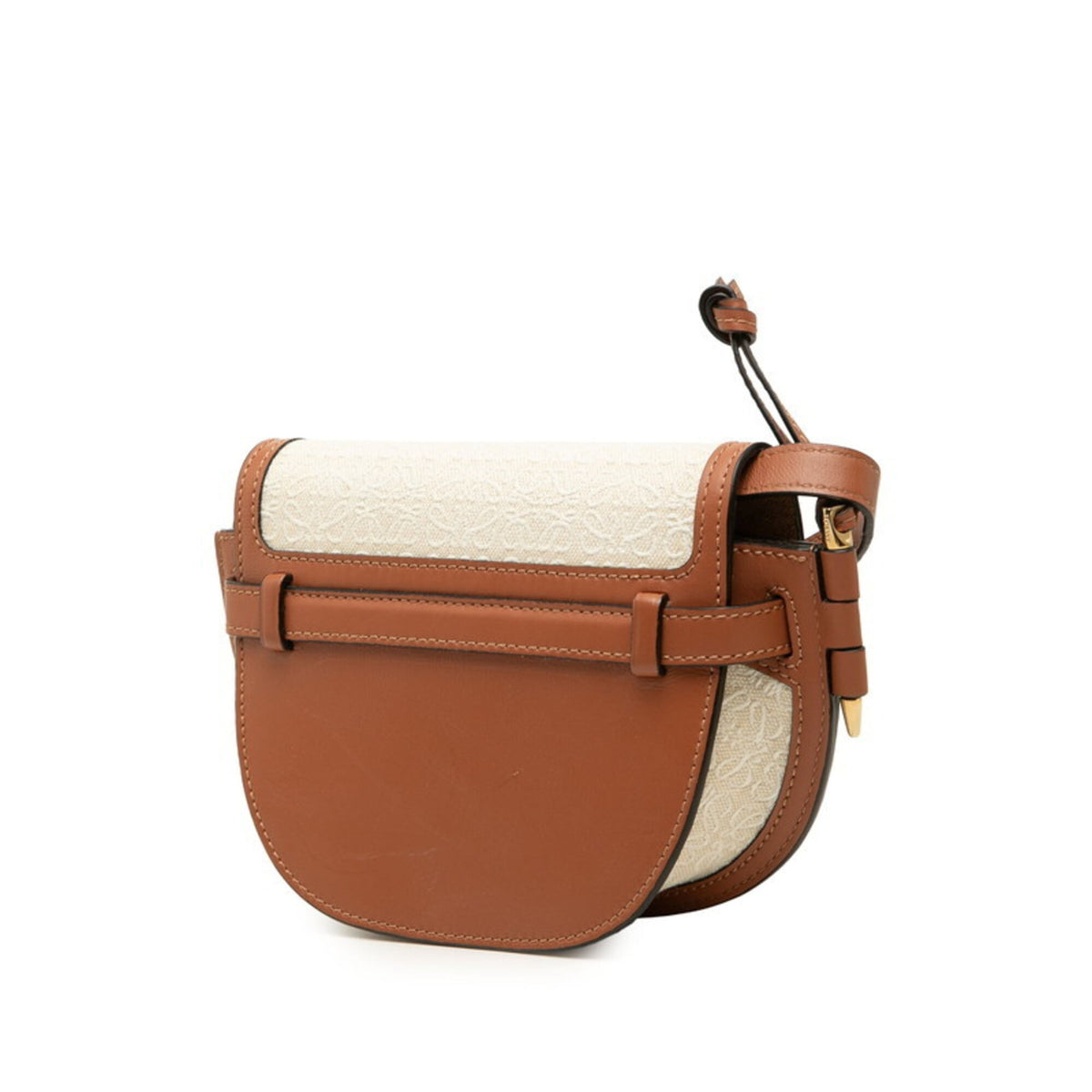 Loewe Brown Ivory Canvas Leather Shoulder Bag (Pre-Owned)