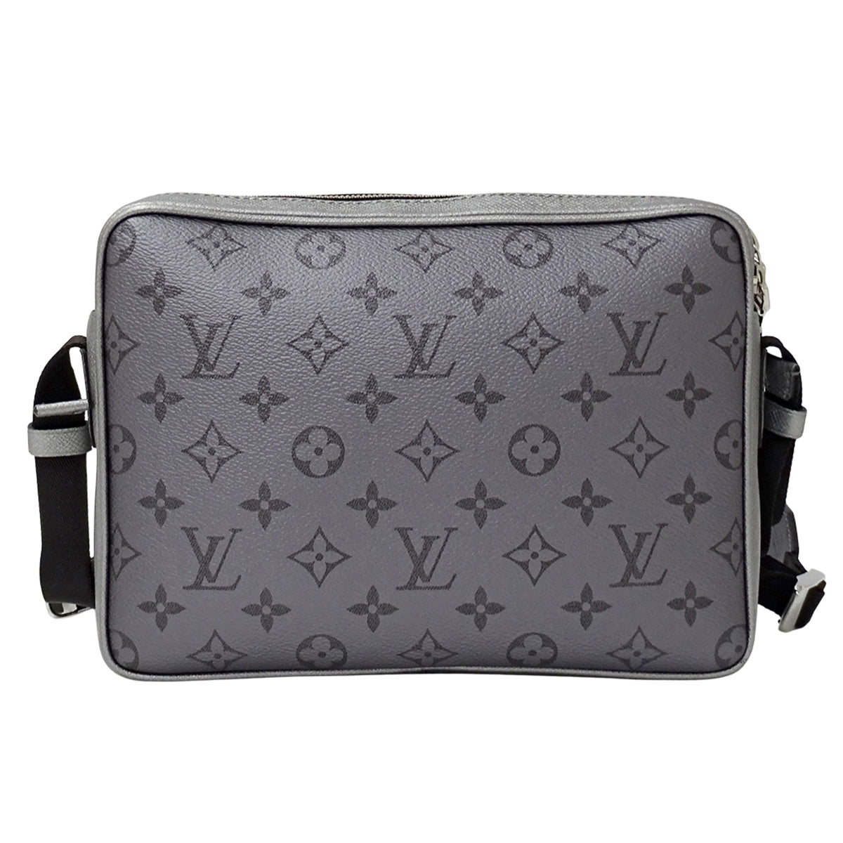 Louis Vuitton Gunmetal Silver Gray Taigarama Handbag Shoulder Bag (Pre-Owned)