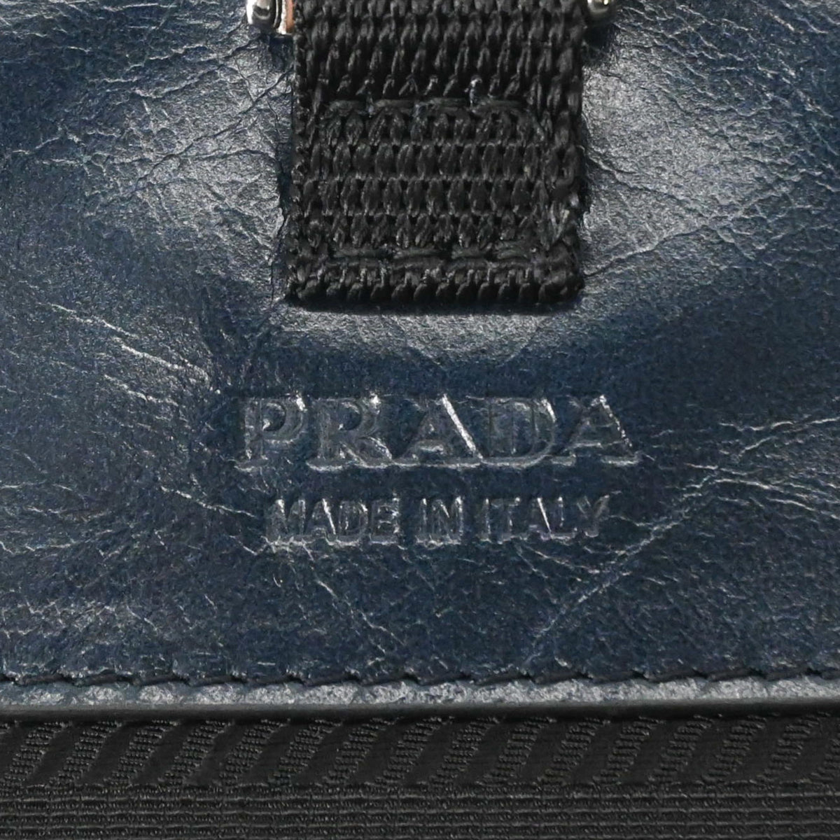 Prada Navy Leather Shoulder Bag Sling Bag (Pre-Owned)