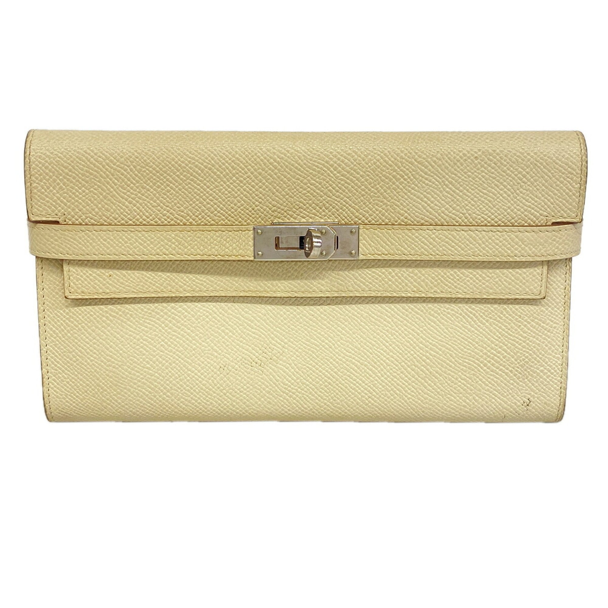 Hermes White Epsom Leather Leather Long Wallet (Bi-Fold) (Pre-Owned)