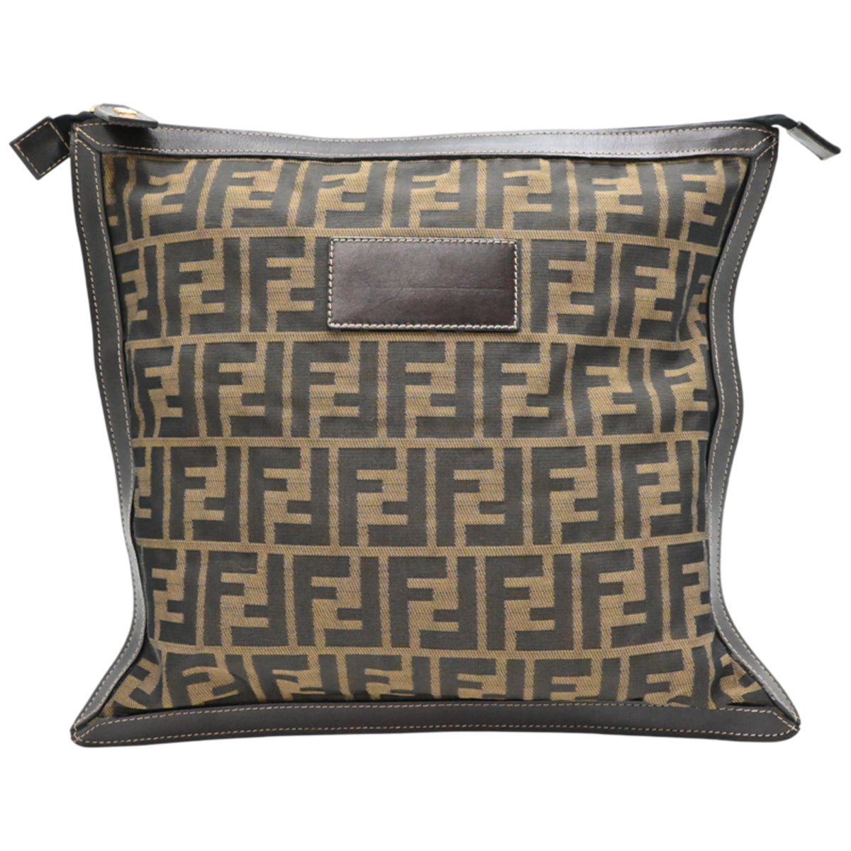 Fendi Brown Nylon Leather Clutch Bag (Pre-Owned)