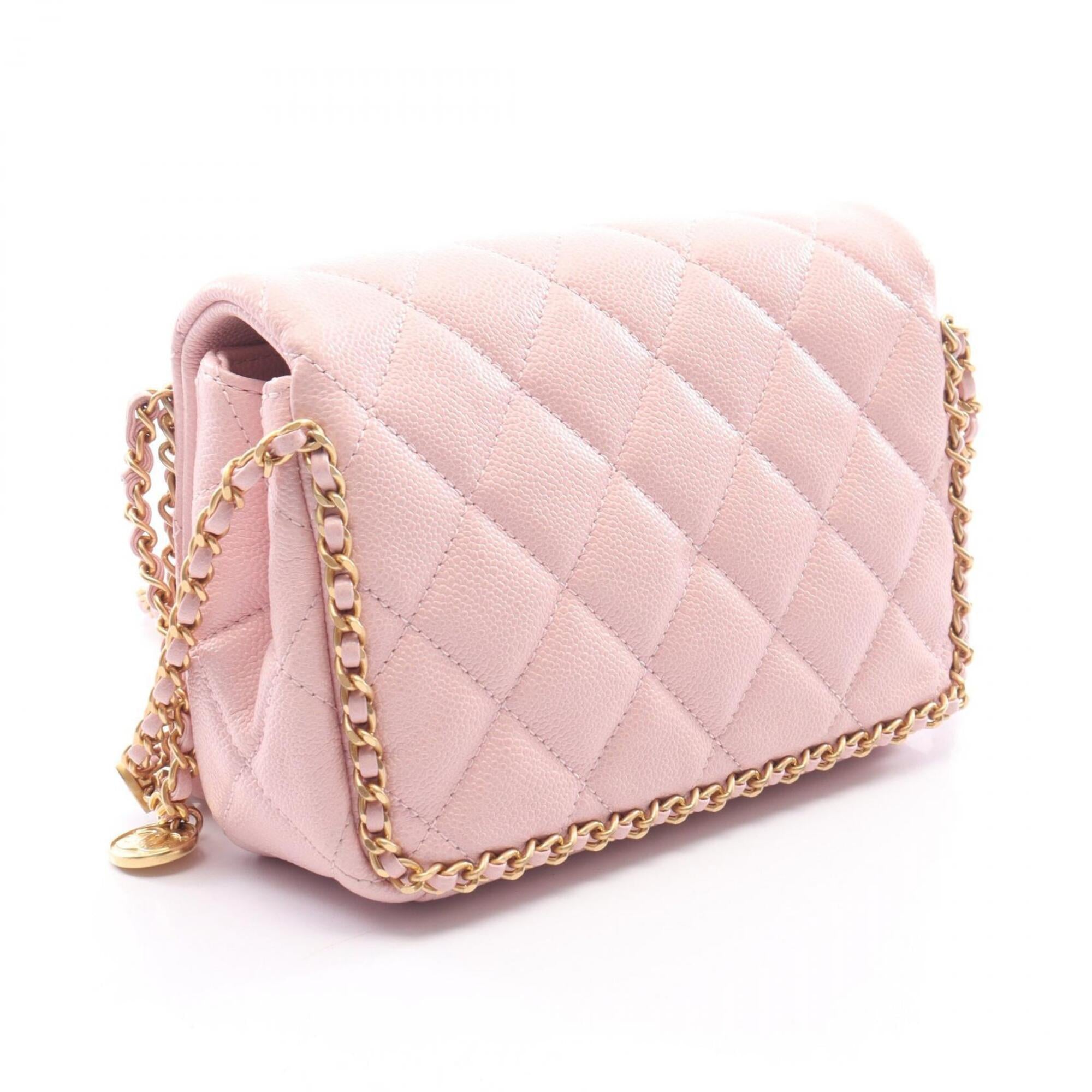 Chanel Pink Grained Calfskin Handbag Shoulder Bag (Pre-Owned)