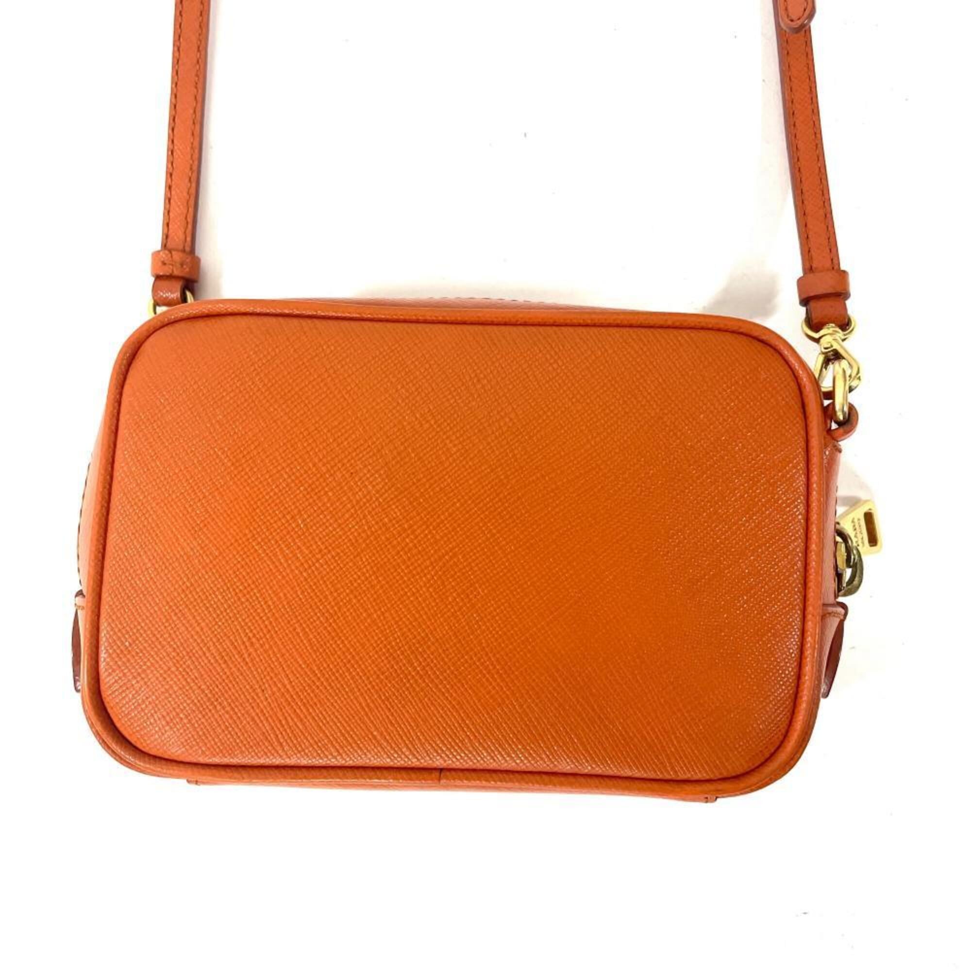 Prada Orange Saffiano Triangle Shoulder Bag (Pre-Owned)