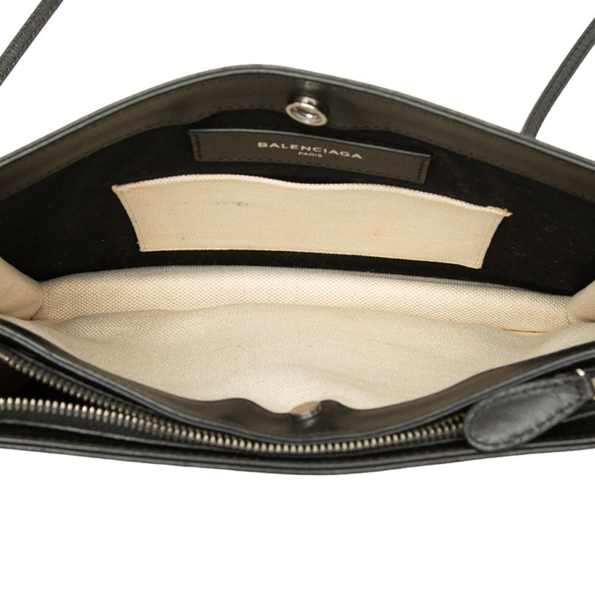 Balenciaga Beige Black Canvas Leather Shoulder Bag (Pre-Owned)