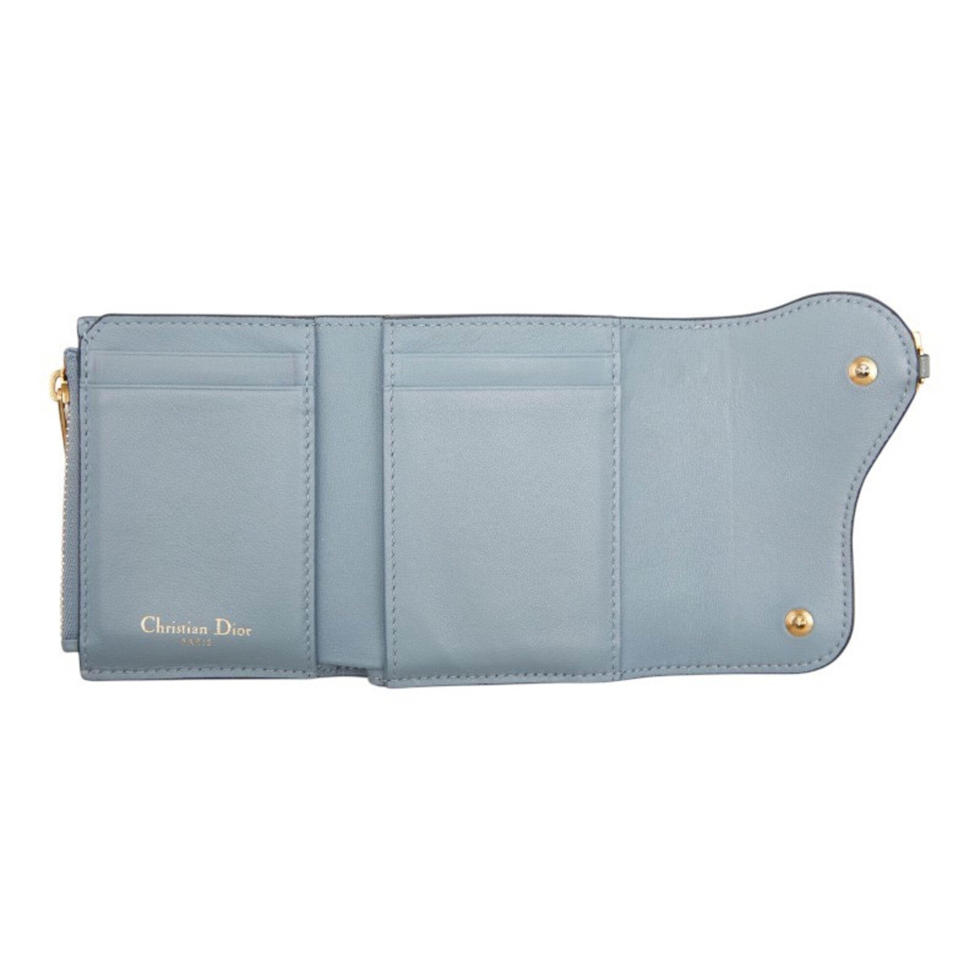 Christian Dior Light Blue Gray Leather Wallet (Bi-Fold) (Pre-Owned)