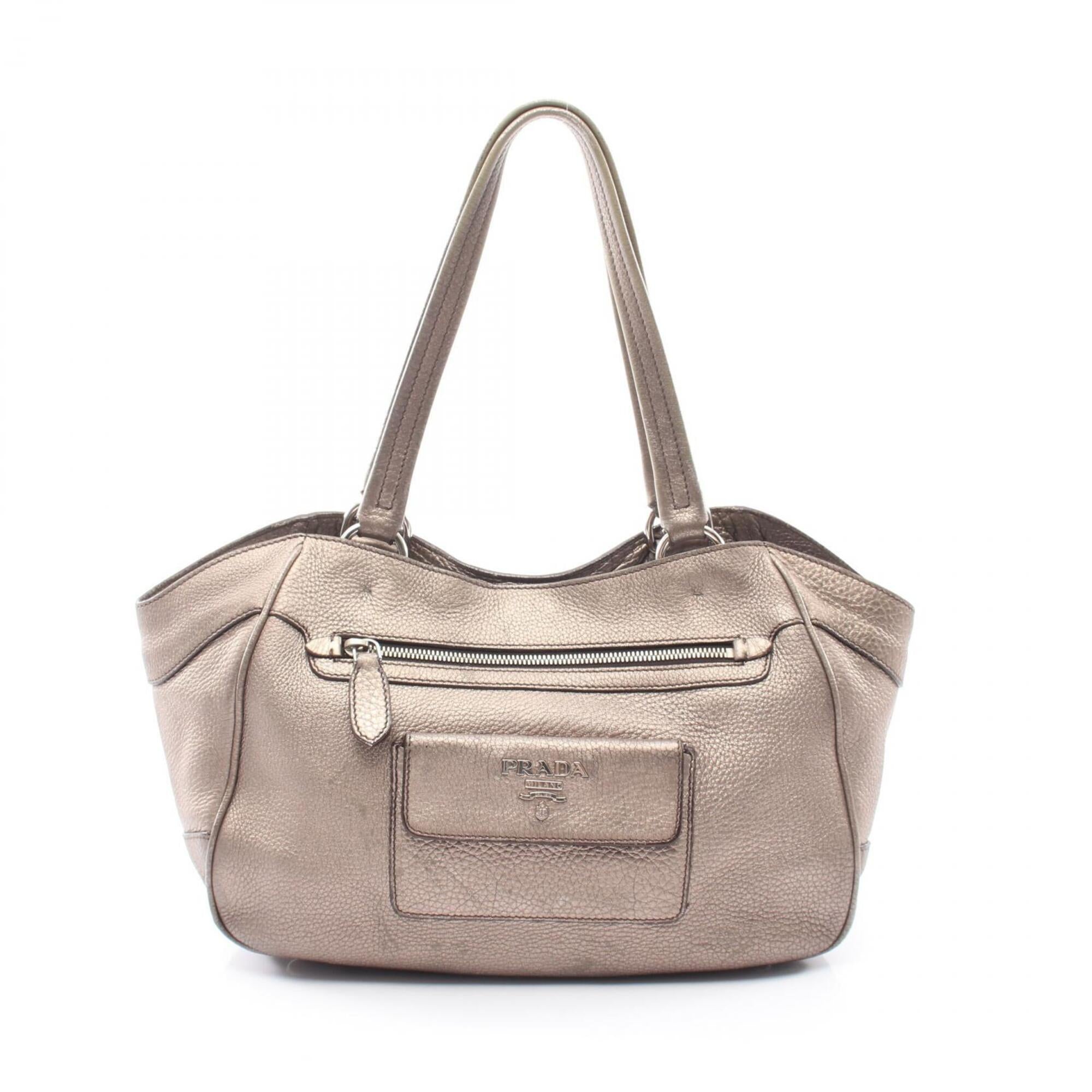 Prada Brown Leather Handbag Tote Bag (Pre-Owned)