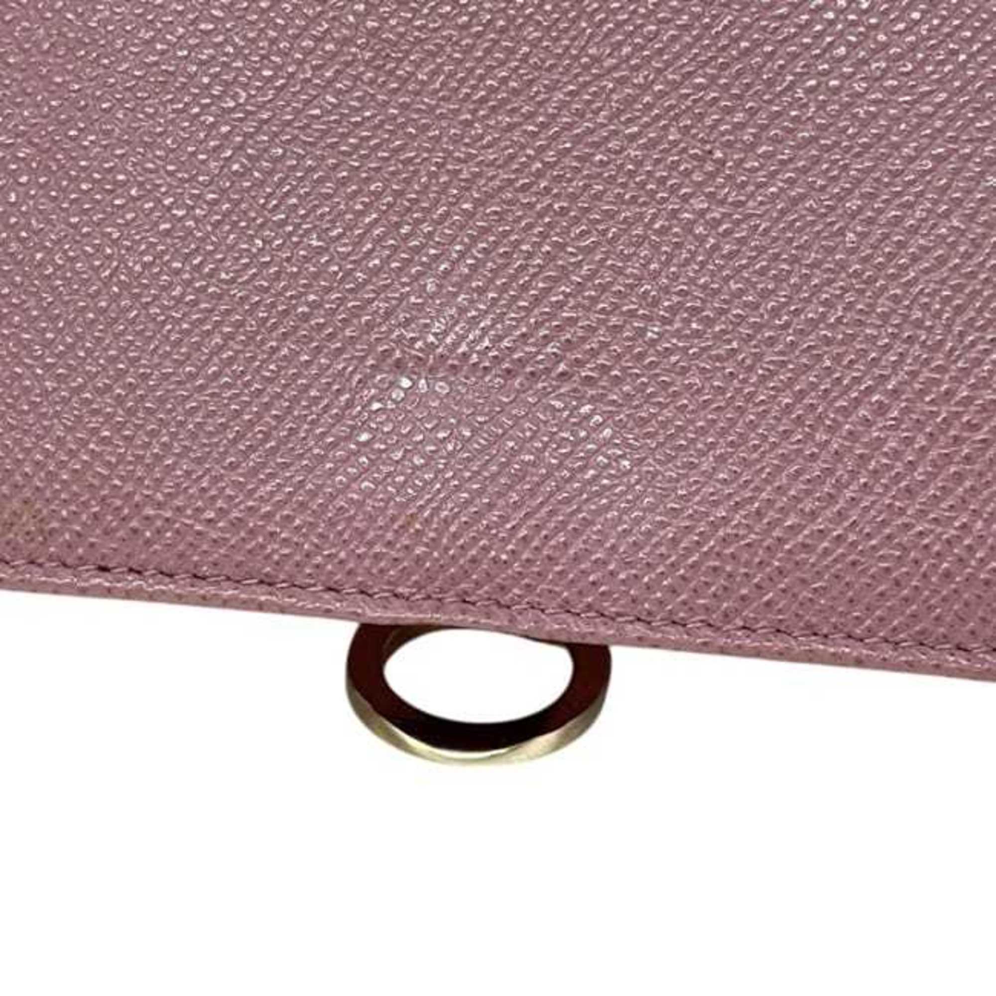 Bvlgari Pink Leather Long Wallet (Bi-Fold) (Pre-Owned)
