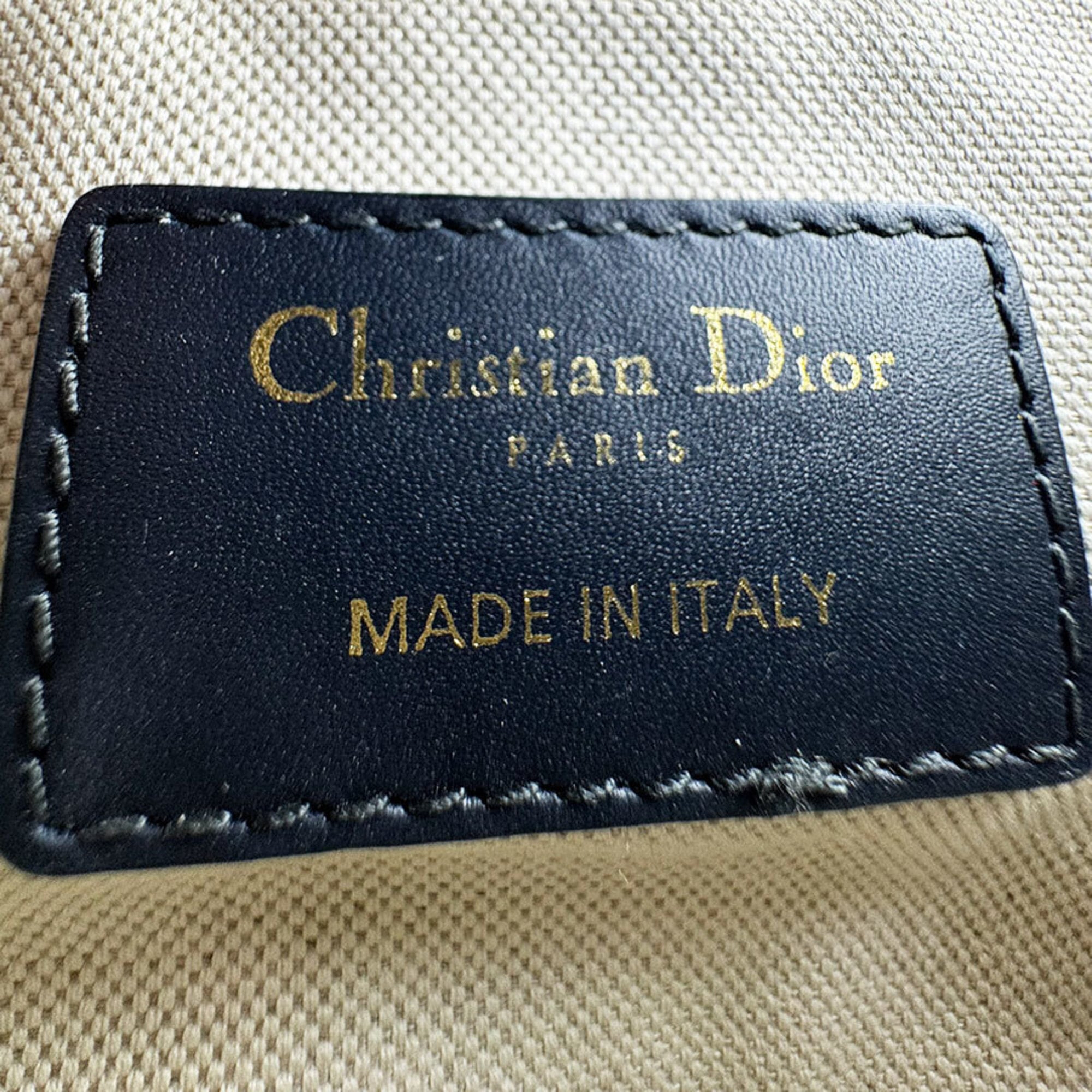 Christian Dior Navy Canvas Leather Handbag Saddle Bag (Pre-Owned)