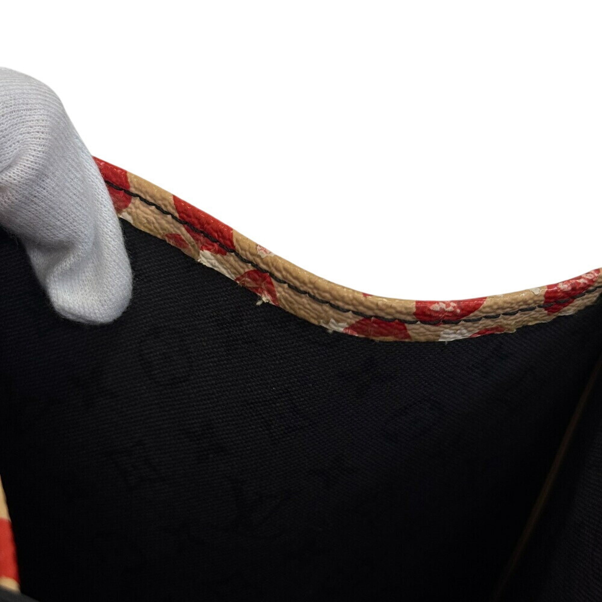 Louis Vuitton Beige Black Multi-Color Red Color Leather Handbag Shoulder Bag Tote Bag (Pre-Owned)