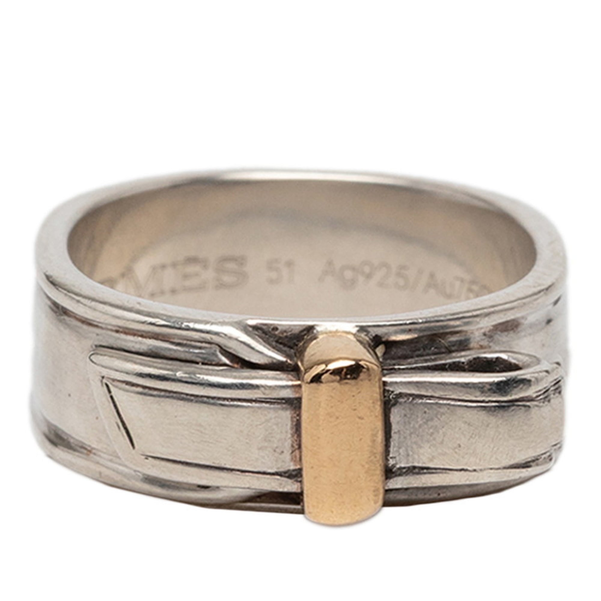Hermes Silver 925 Band Ring (Pre-Owned)