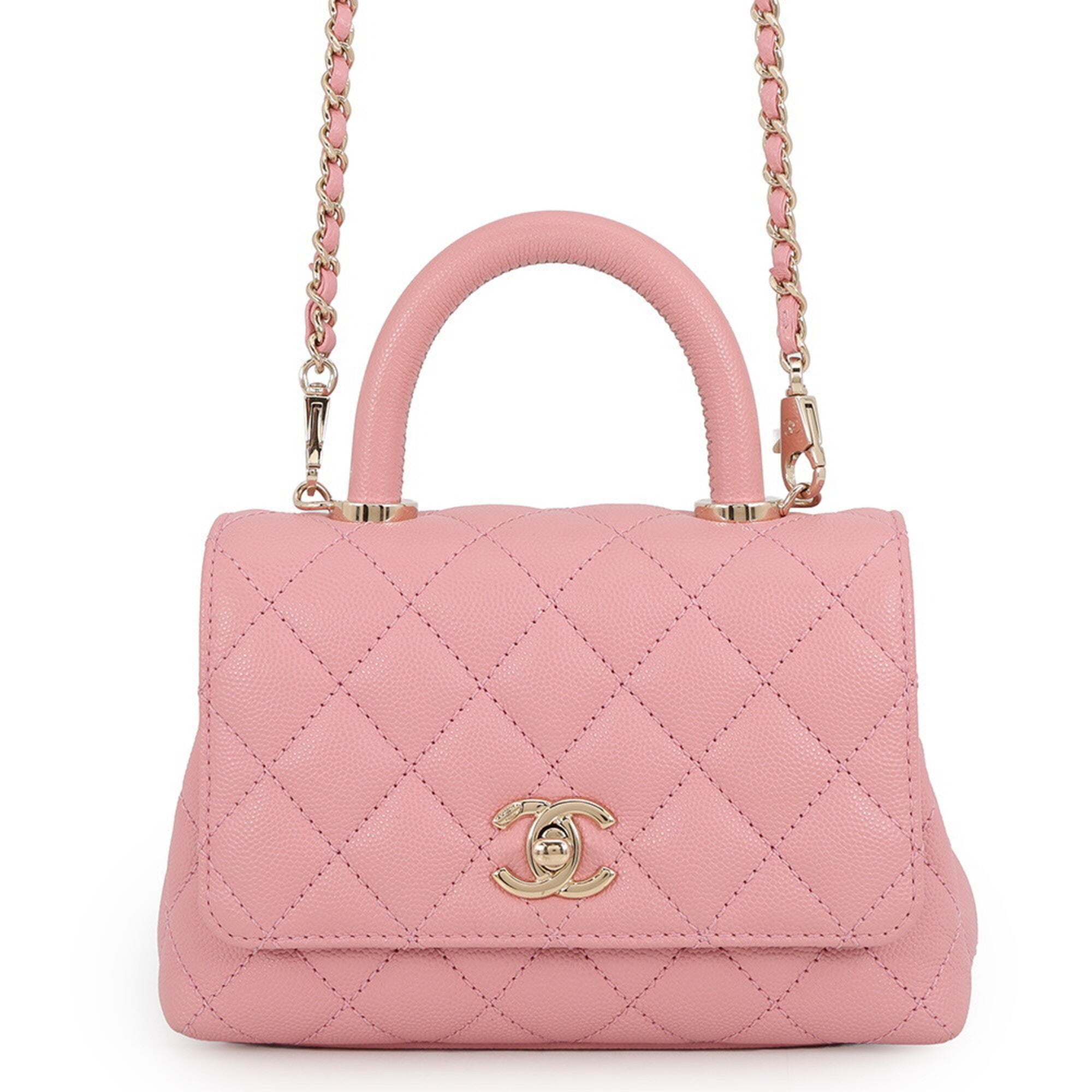 Chanel Matelasse Pink Grained Calfskin Handbag Shoulder Bag (Pre-Owned)