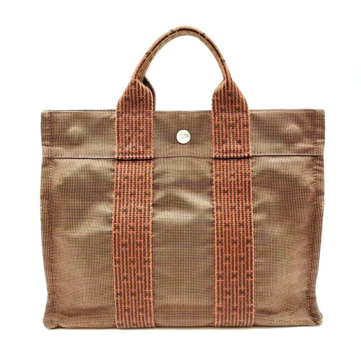 Hermes Her Line Brown Canvas Handbag Tote Bag (Pre-Owned)
