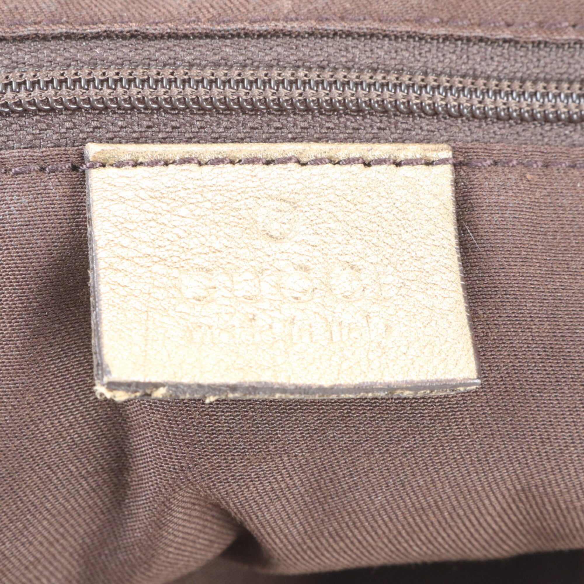 Gucci Gold Leather Canvas Handbag Shoulder Bag Tote Bag (Pre-Owned)