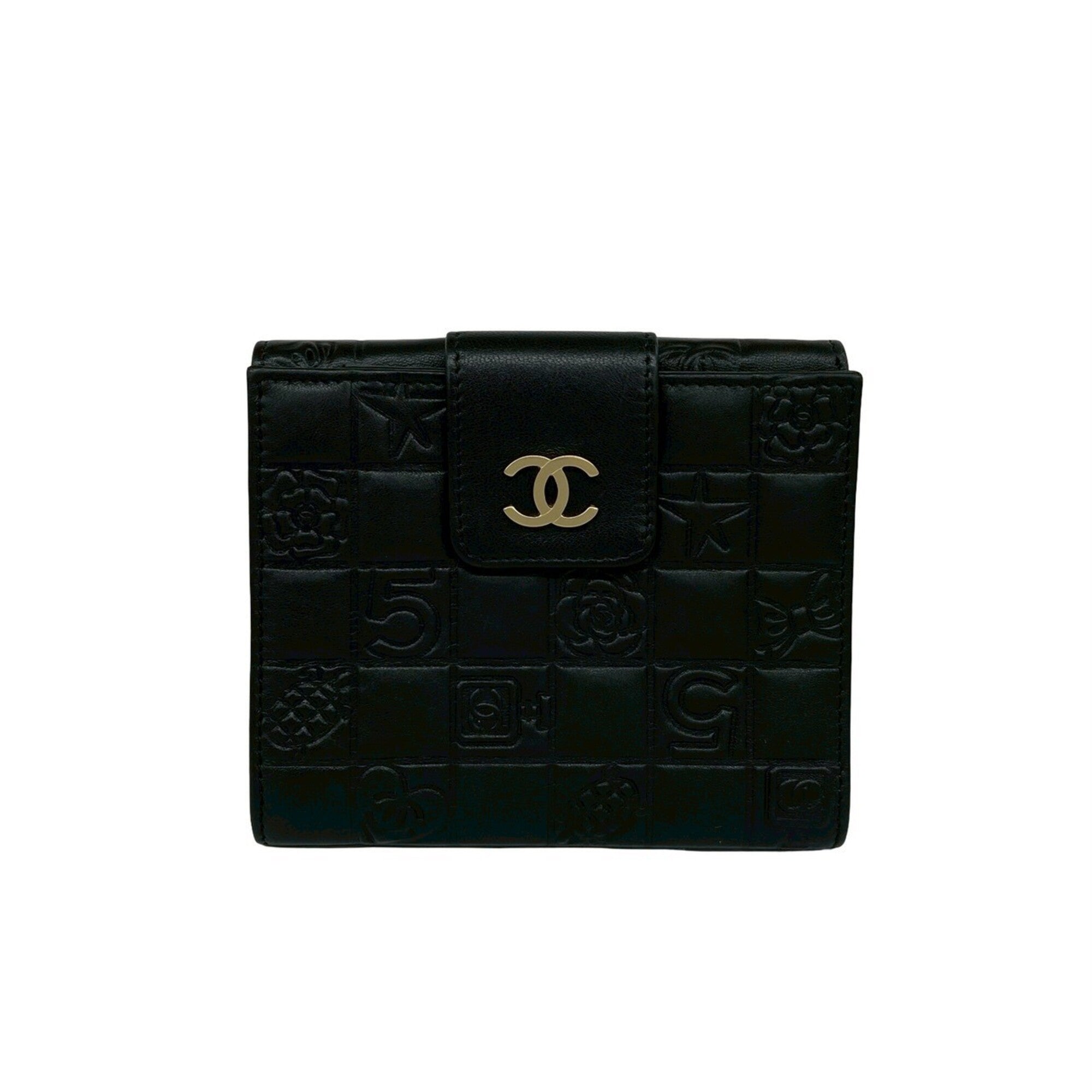 Chanel Black Leather Wallet (Bi-Fold) (Pre-Owned)