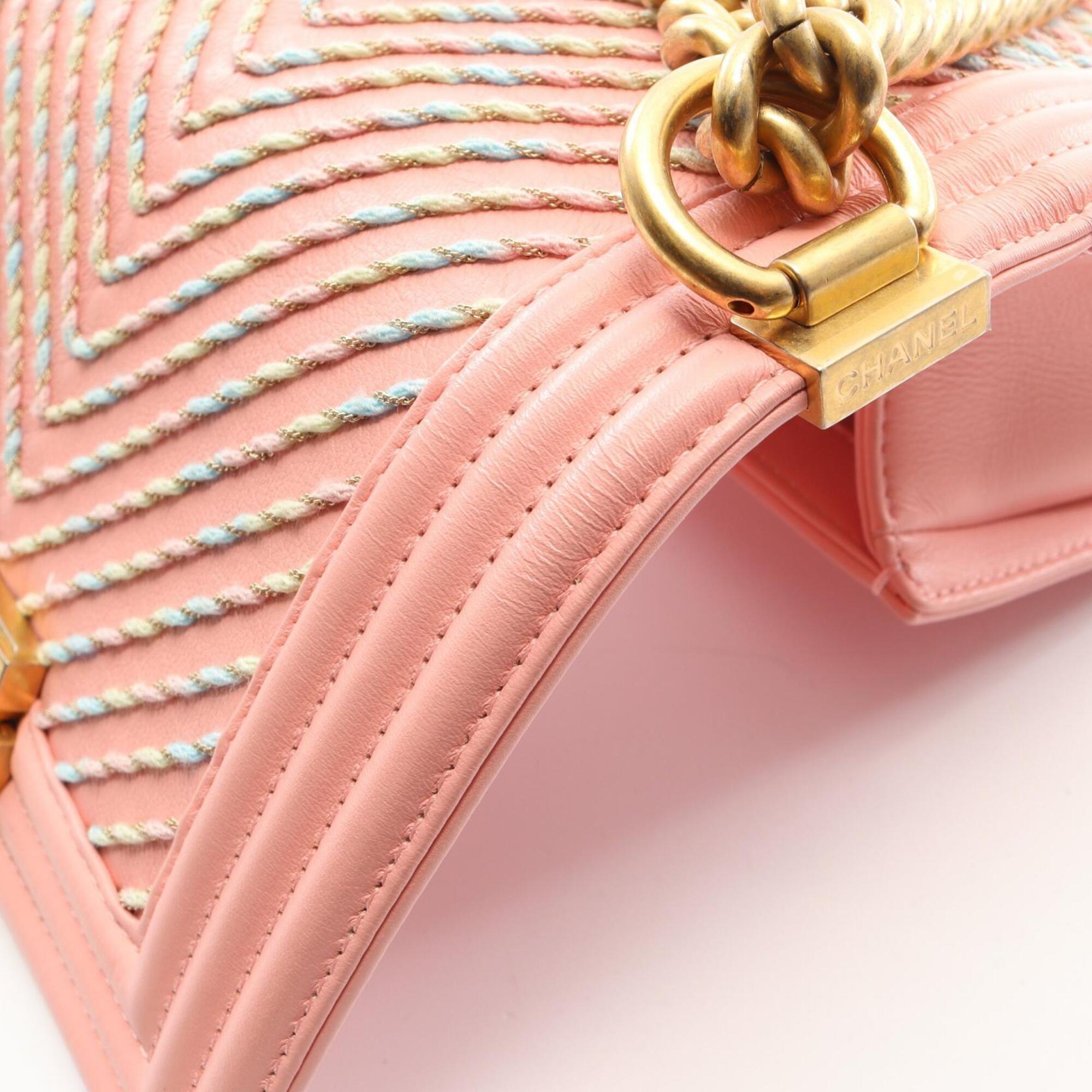 Chanel Multi-Color Pink Leather Handbag Shoulder Bag (Pre-Owned)