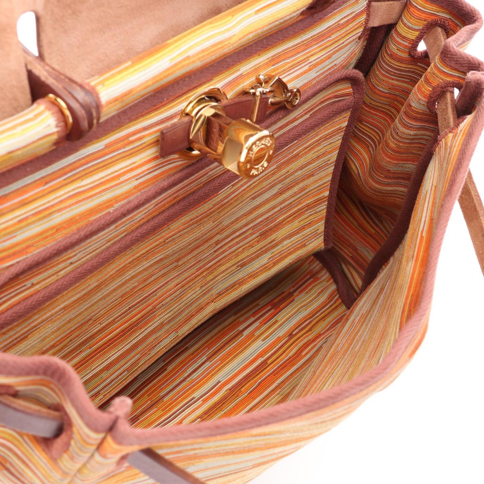 Hermes Brown Multi-Color Vibrato Leather Handbag (Pre-Owned)