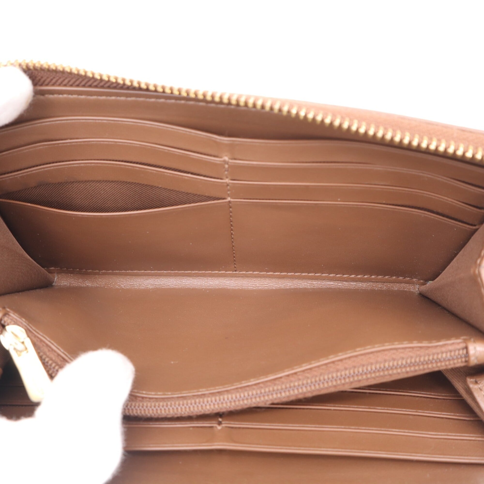 Coach Signature Beige Brown Multi-Color Signature Line Long Wallet (Bi-Fold) (Pre-Owned)
