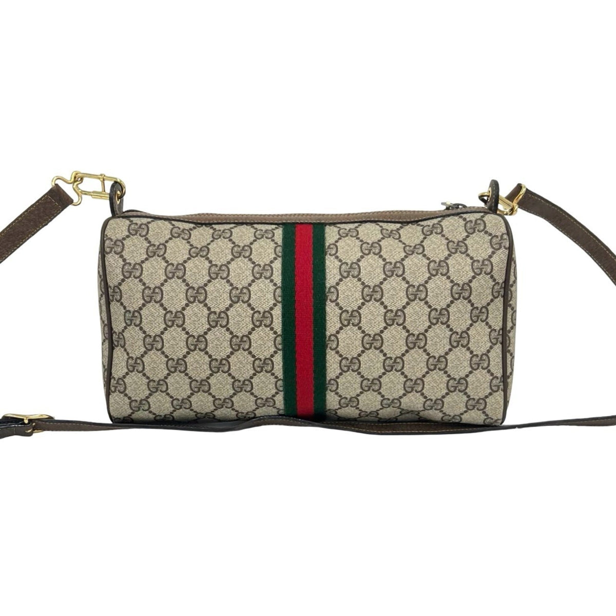 Gucci Brown Green Red Color Leather Pvc Pochette Shoulder Bag (Pre-Owned)