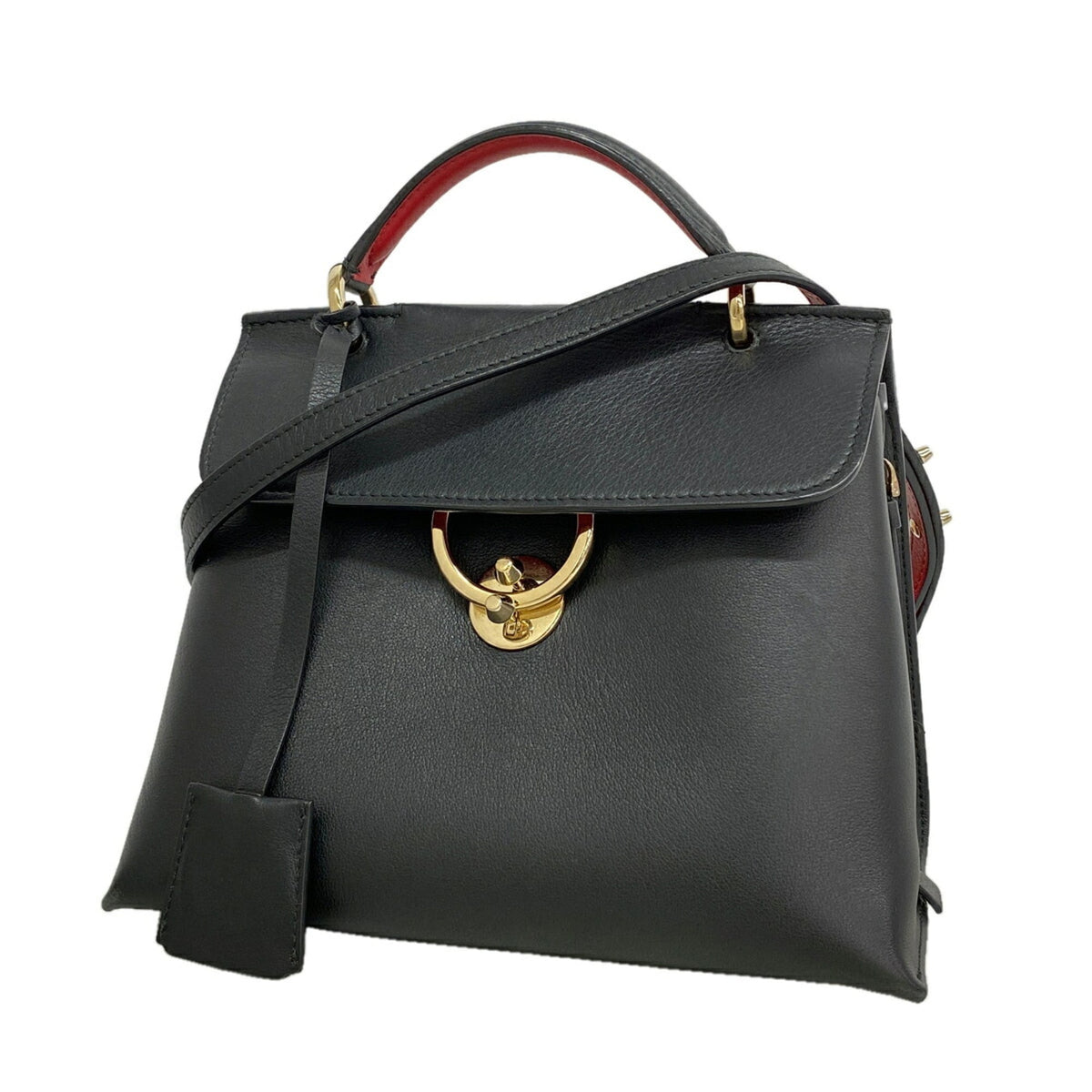 Salvatore Ferragamo Black Red Color Leather Handbag (Pre-Owned)