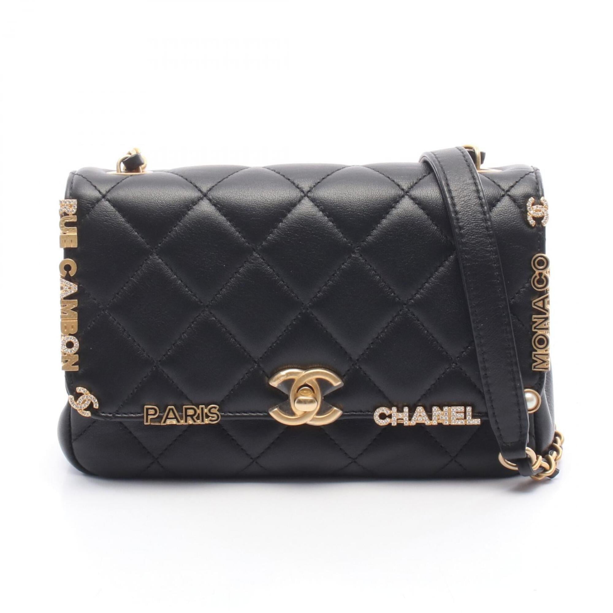 Chanel Black Leather Handbag Shoulder Bag (Pre-Owned)