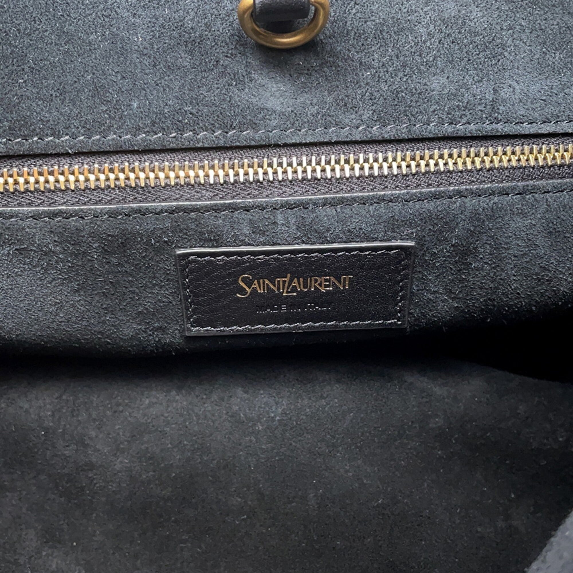 Yves Saint Laurent Black Leather Handbag Tote Bag (Pre-Owned)