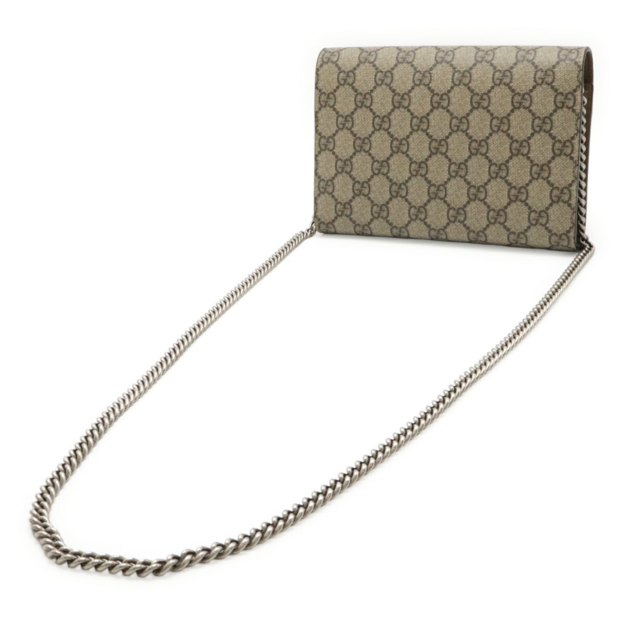 Gucci Beige Coated Canvas Leather Chain/Shoulder Wallet (Pre-Owned)